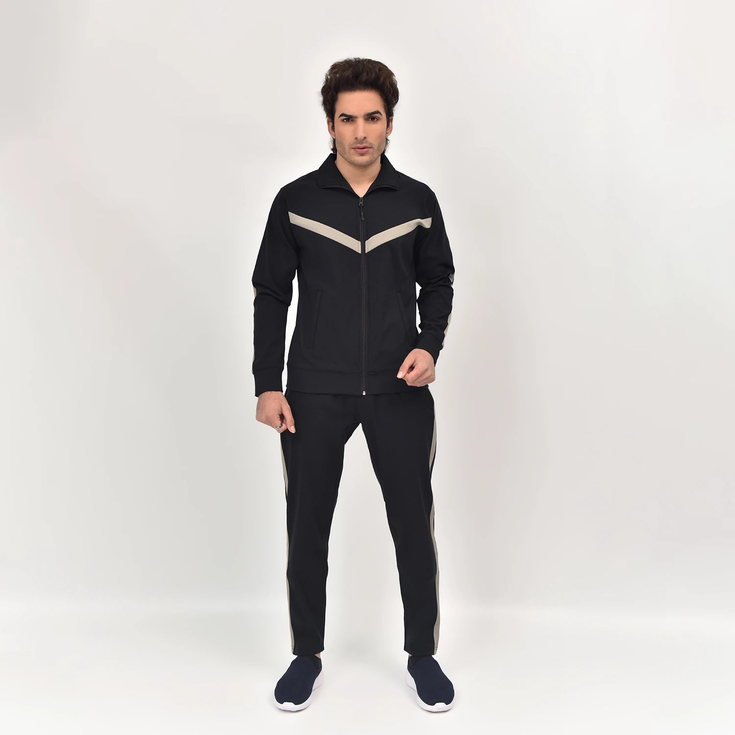 Black Beige HydroBlend Tracksuit for Men | AUSMAN Men winter tracksuit manufacturers