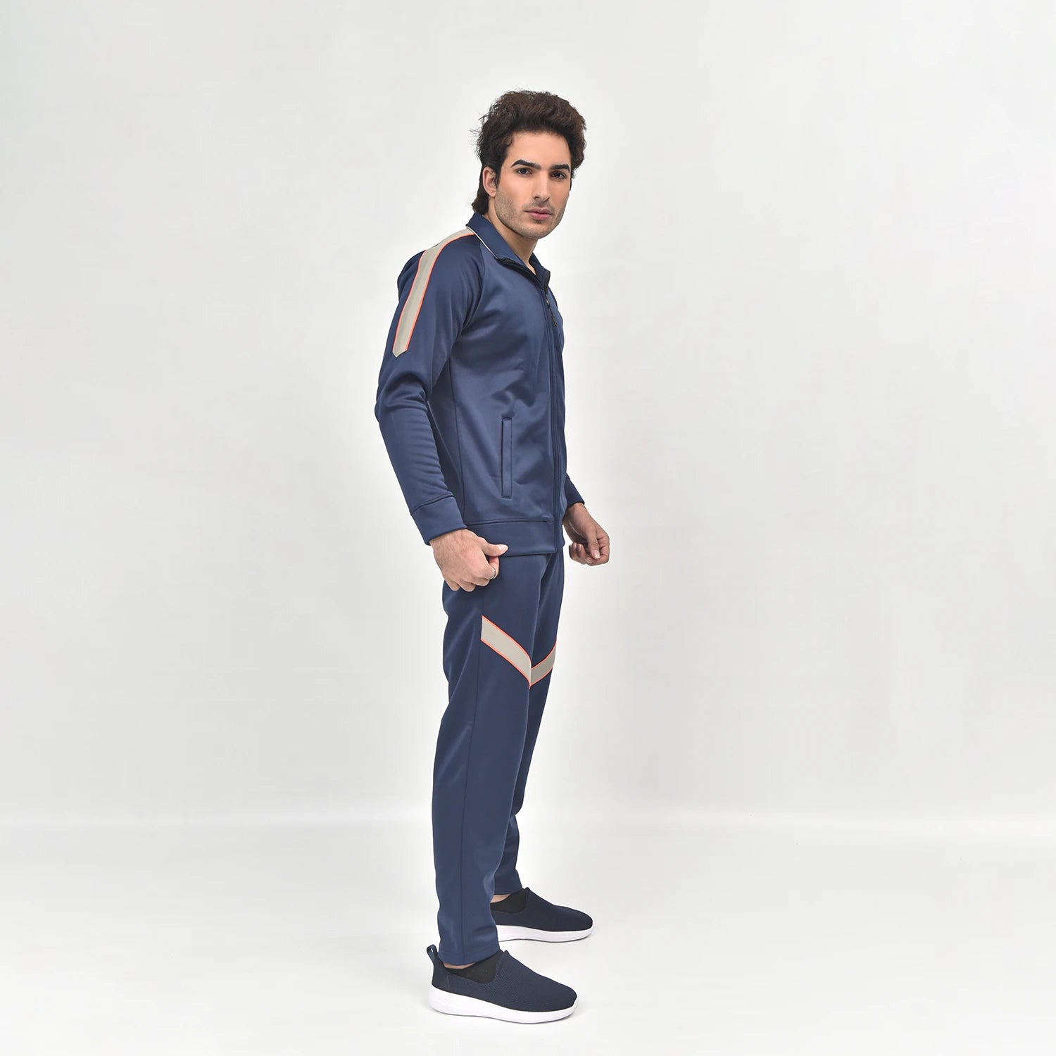 Indigo Ivory FleeceMotion Tracksuit for Men | AUSMAN Mock neck tracksuit men's