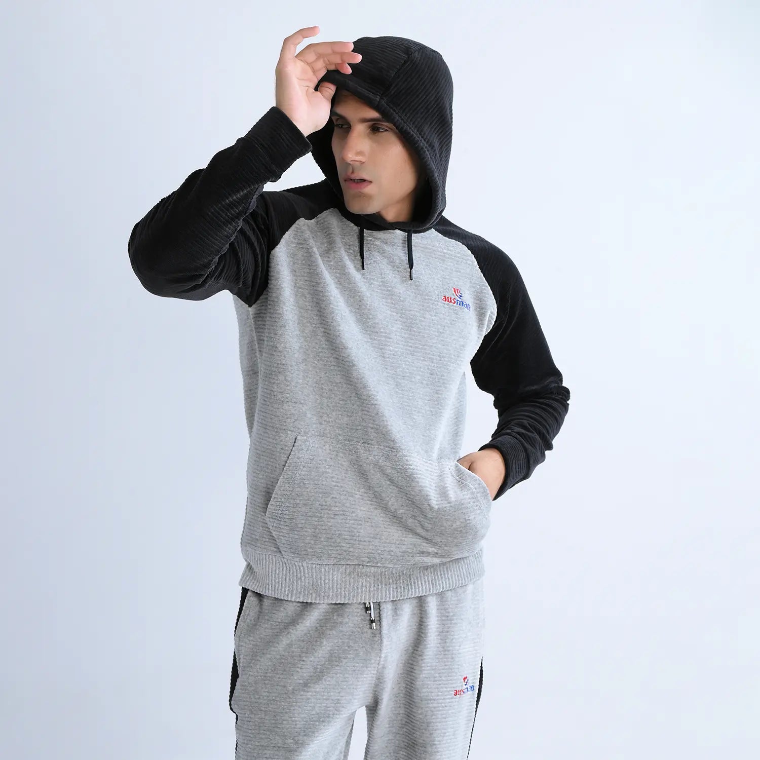 Cool Grey StreetFit Hoodie Tracksuit for Men | AUSMAN tracksuit winter