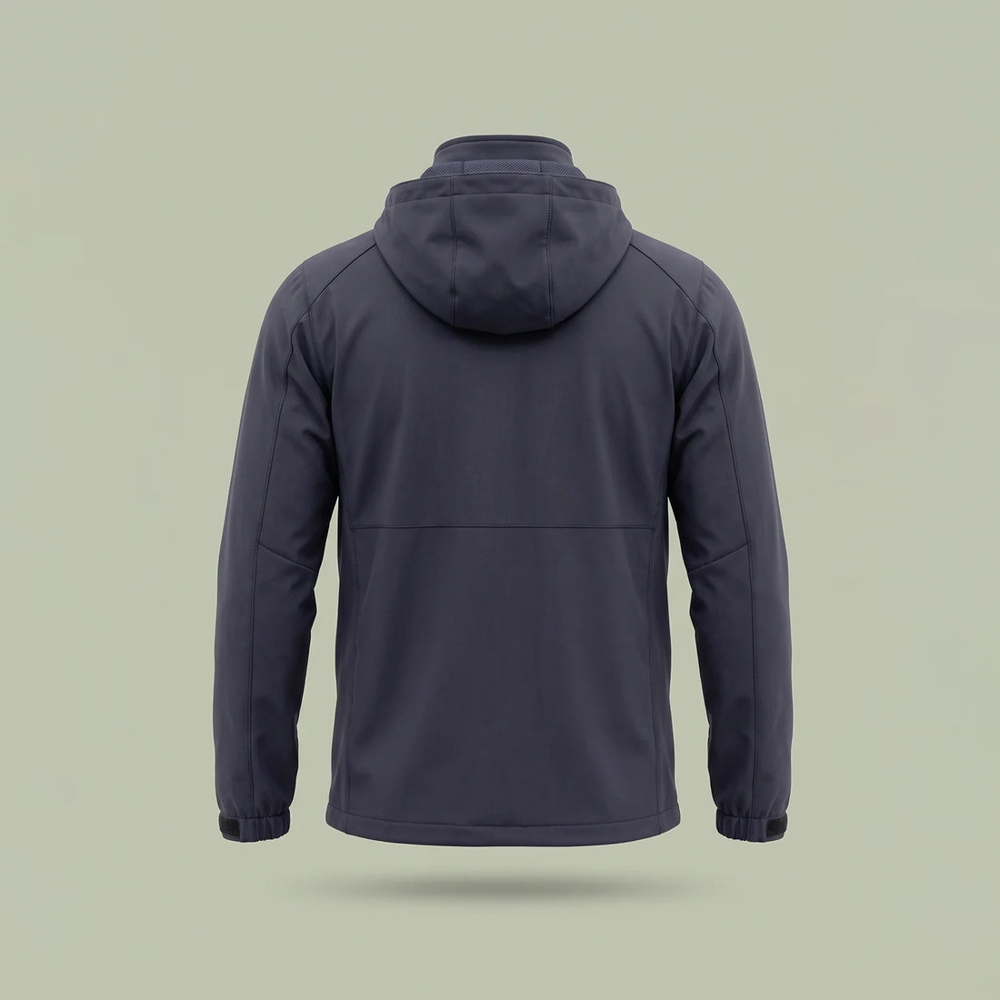 Custom hooded shell jacket in charcoal gray with detachable hood and full zip, made by ausman Pakistan