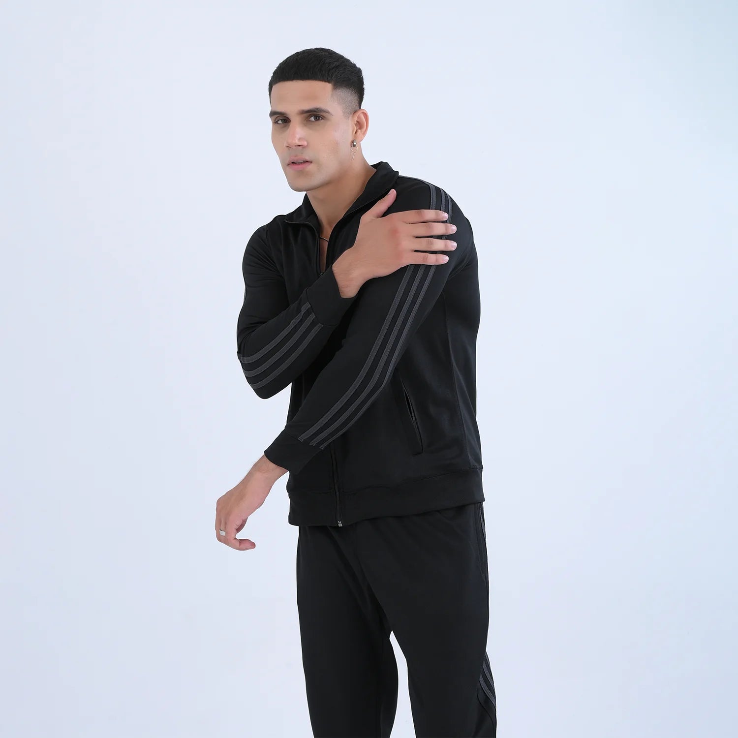 Eerie Black Greyline Tracksuit for Men | AUSMAN best quality tracksuit pakistan