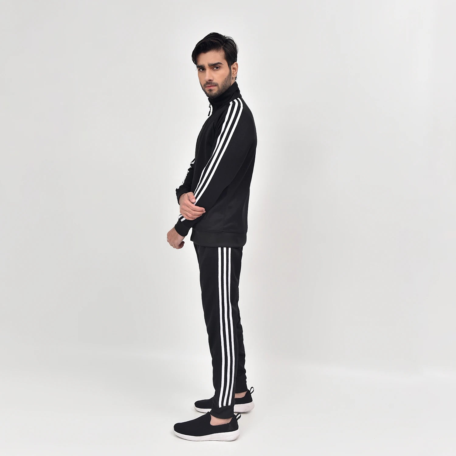 Eerie Black Whiteline Tracksuit for Men | AUSMAN black tracksuit