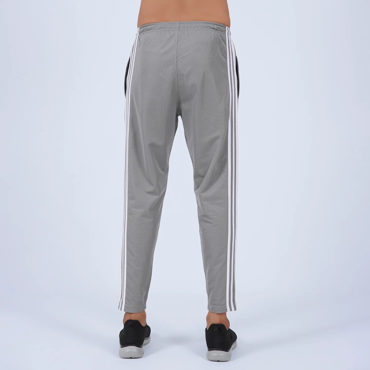ausman SideStripe Active Trouser Grey White for men, slim fit Micro PK trouser with white stripe detail and invisible zip style. branded trousers online pakistan