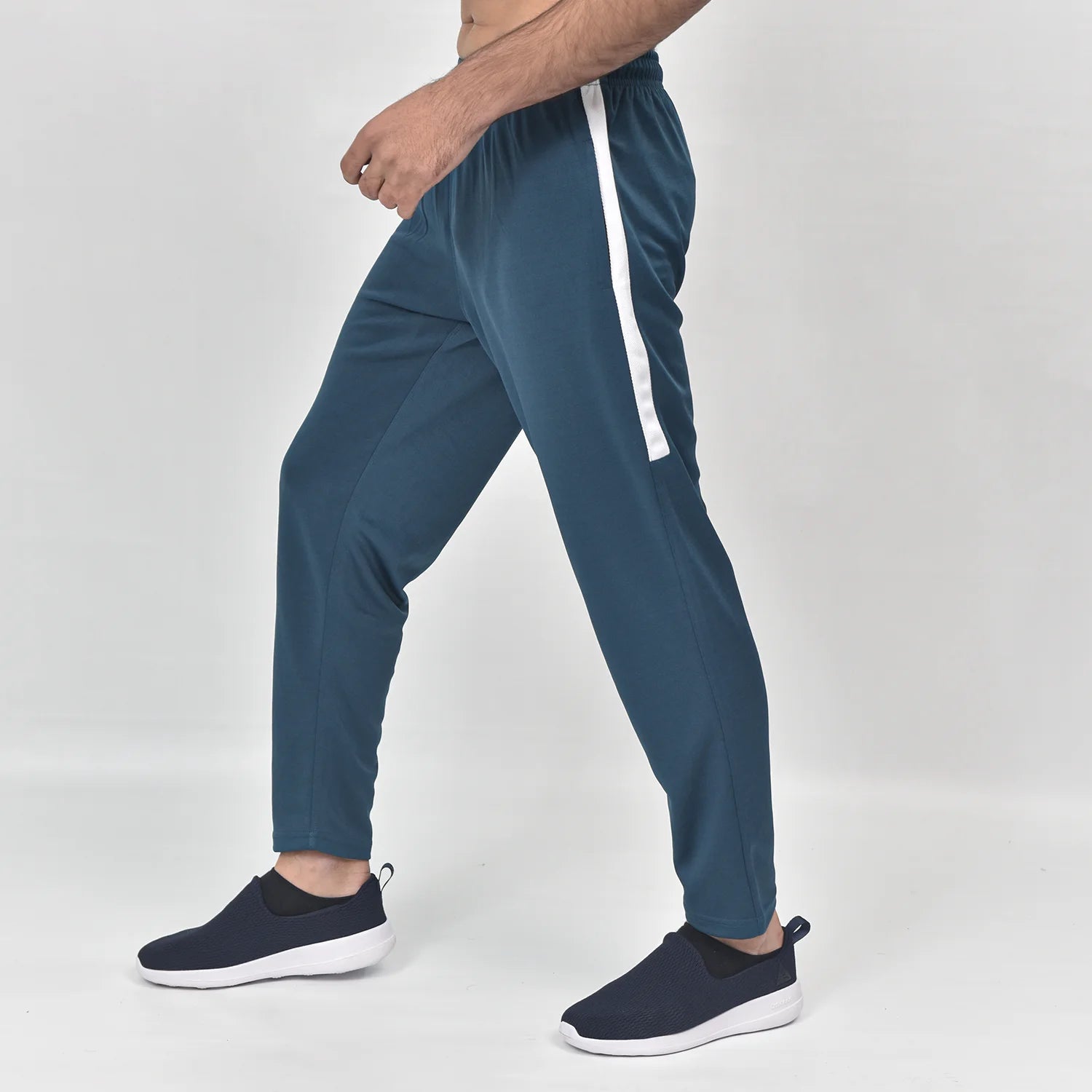 ausman Rovair Active Trouser Marine Blue Ivory for men, slim fit two-way stretch active trouser with ivory contrast. branded trousers
