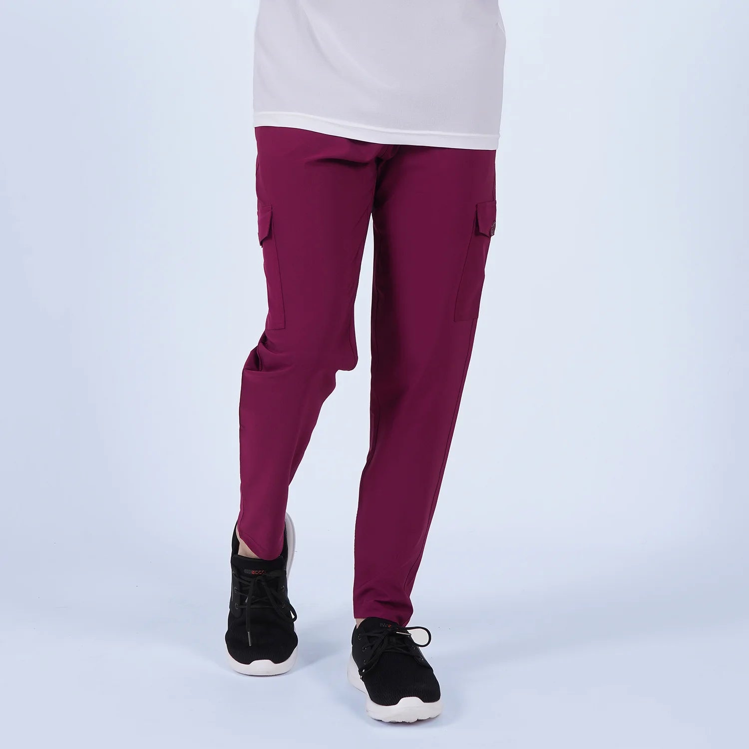 ausman UrbanCargo Active Trouser Burgundy for men, slim fit Micro Stretch cargo trouser with 4 pockets and invisible zip style. cargo pants for men price in pakistan