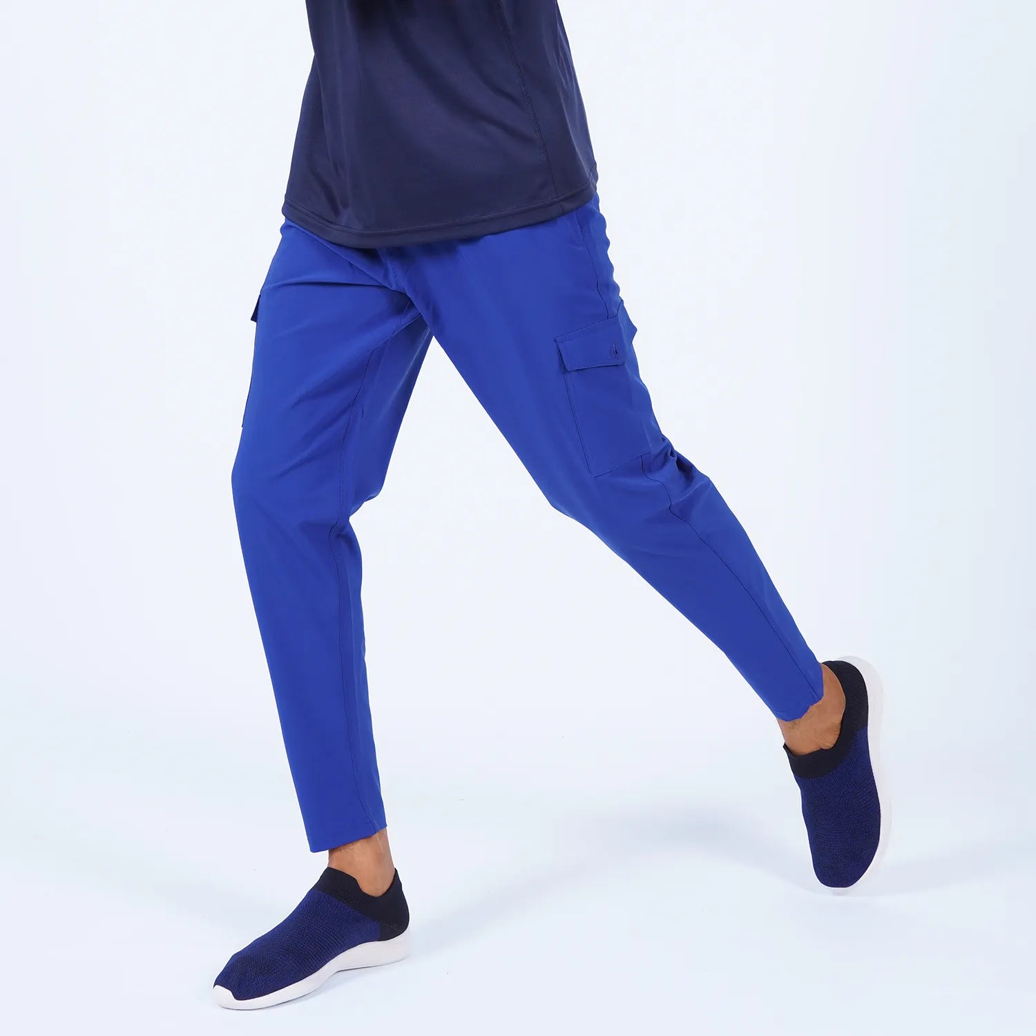 ausman UrbanCargo Active Trouser Cobalt for men, slim fit Micro Stretch cargo trouser with 4 pockets and invisible zip style. cargo pants in lahore