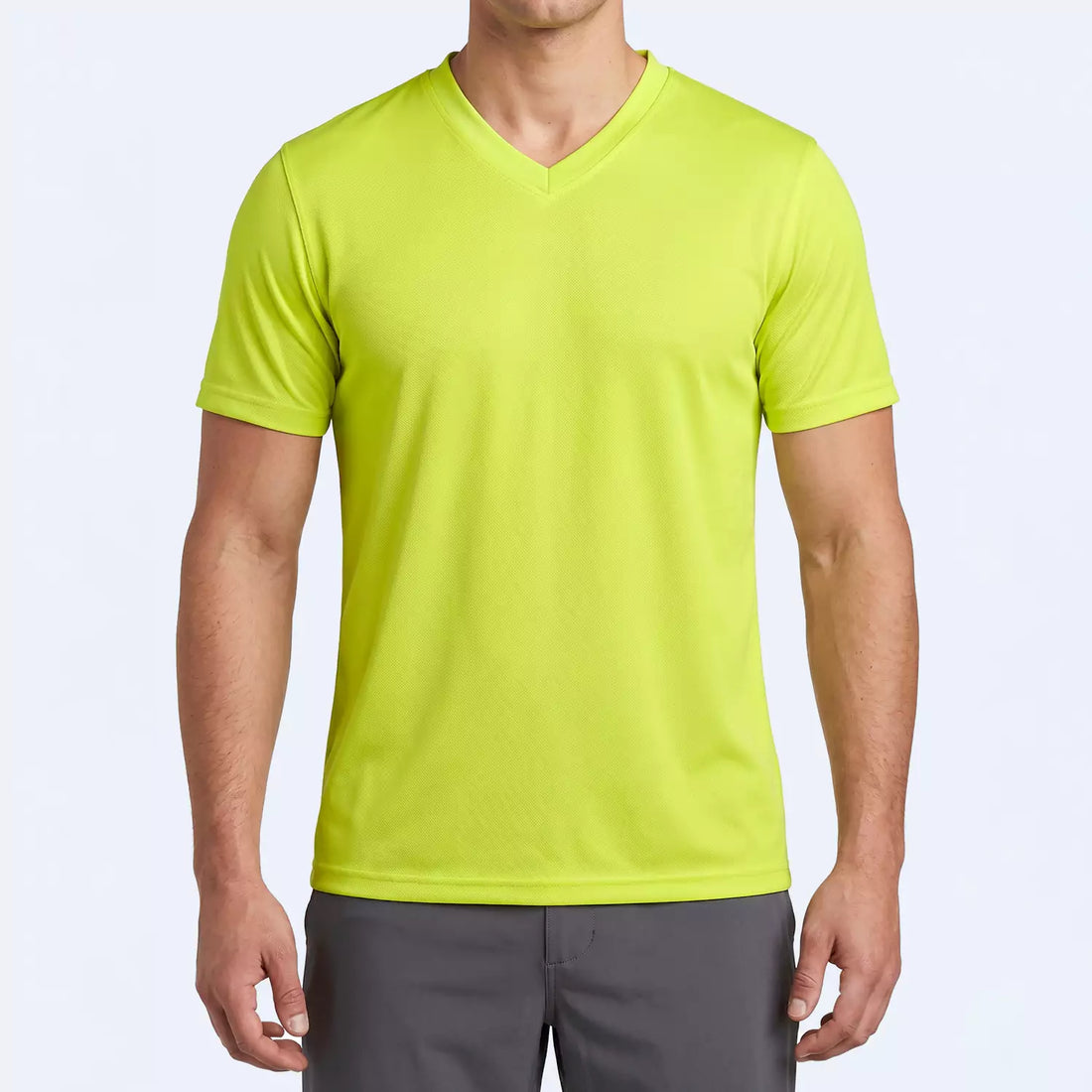 Crestline V-Neck T-Shirt in Citron, front view showing the V-neckline and slim fit