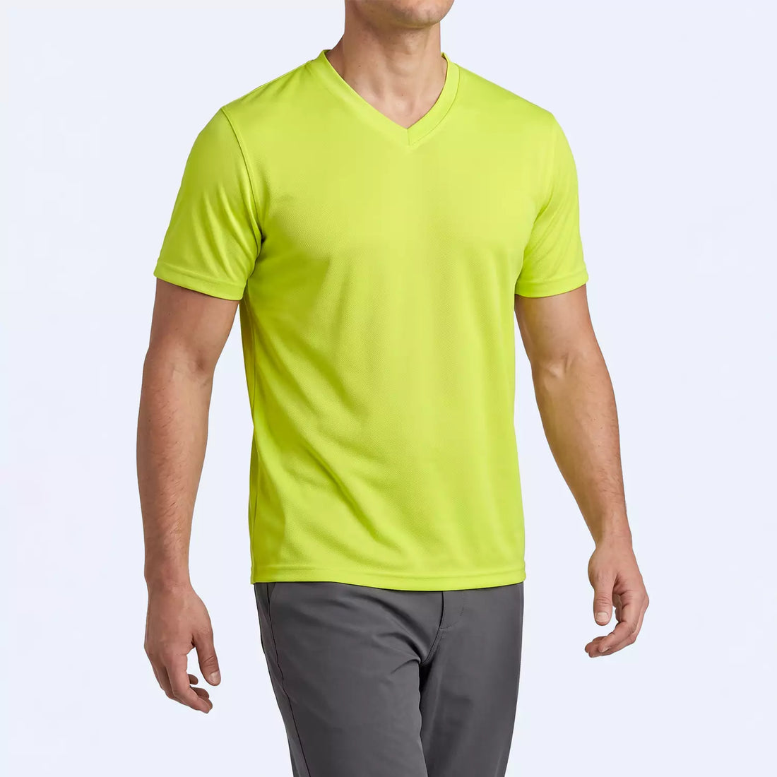 Crestline V-Neck T-Shirt in Citron, front view showing the V-neckline and slim fit