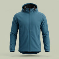 Custom fleece-lined hooded jacket in teal with detachable hood and full zip, made by ausman Pakistan