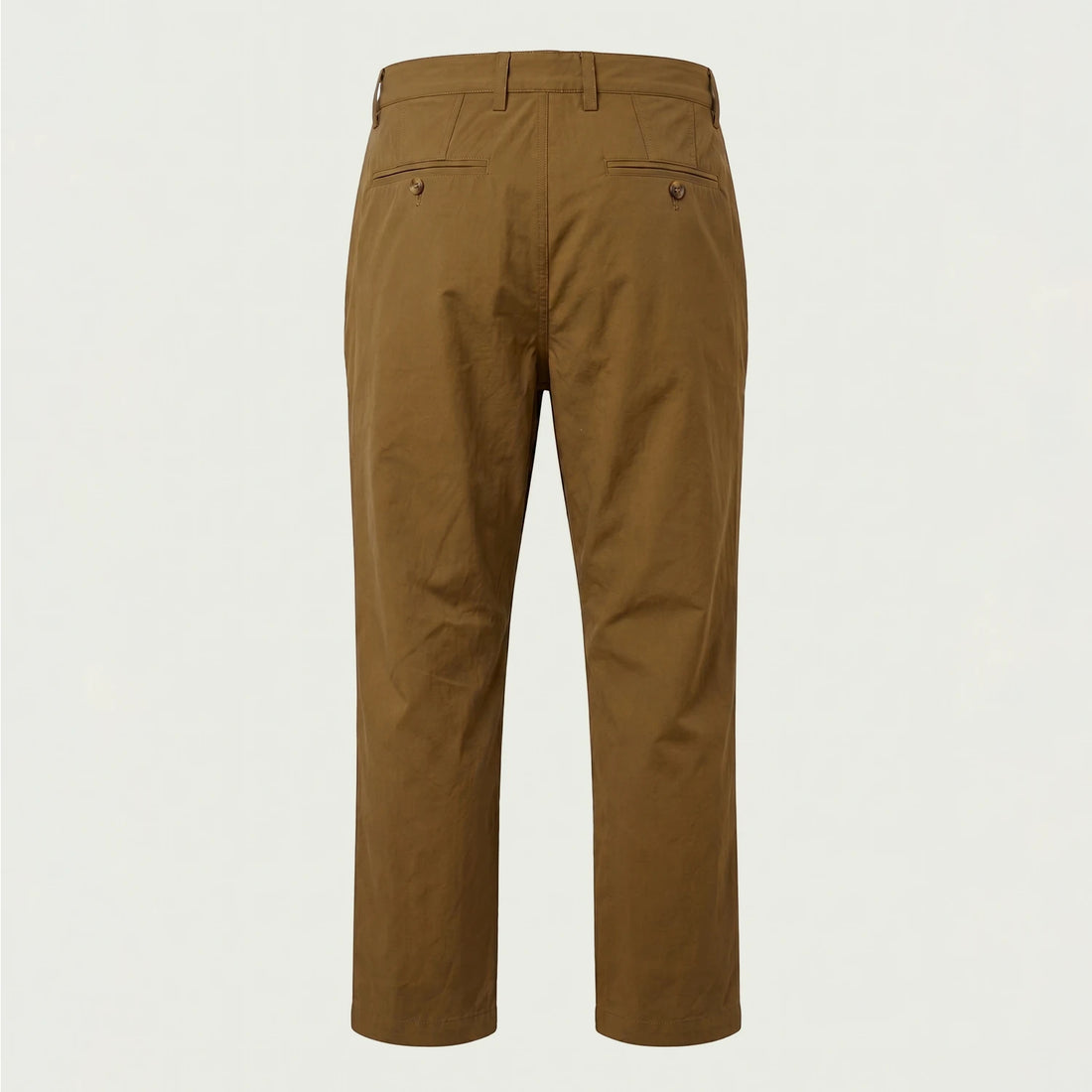 Custom tan performance trousers in lightweight micro stretch with flat front, made by ausman Pakistan