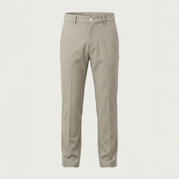 Custom stone thermal performance trousers in brushed micro stretch terry, made by ausman Pakistan