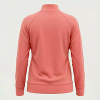 Back view of custom women's coral micro interlock full-zip jacket by ausman