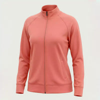Custom women's coral full-zip jacket with stand collar by ausman