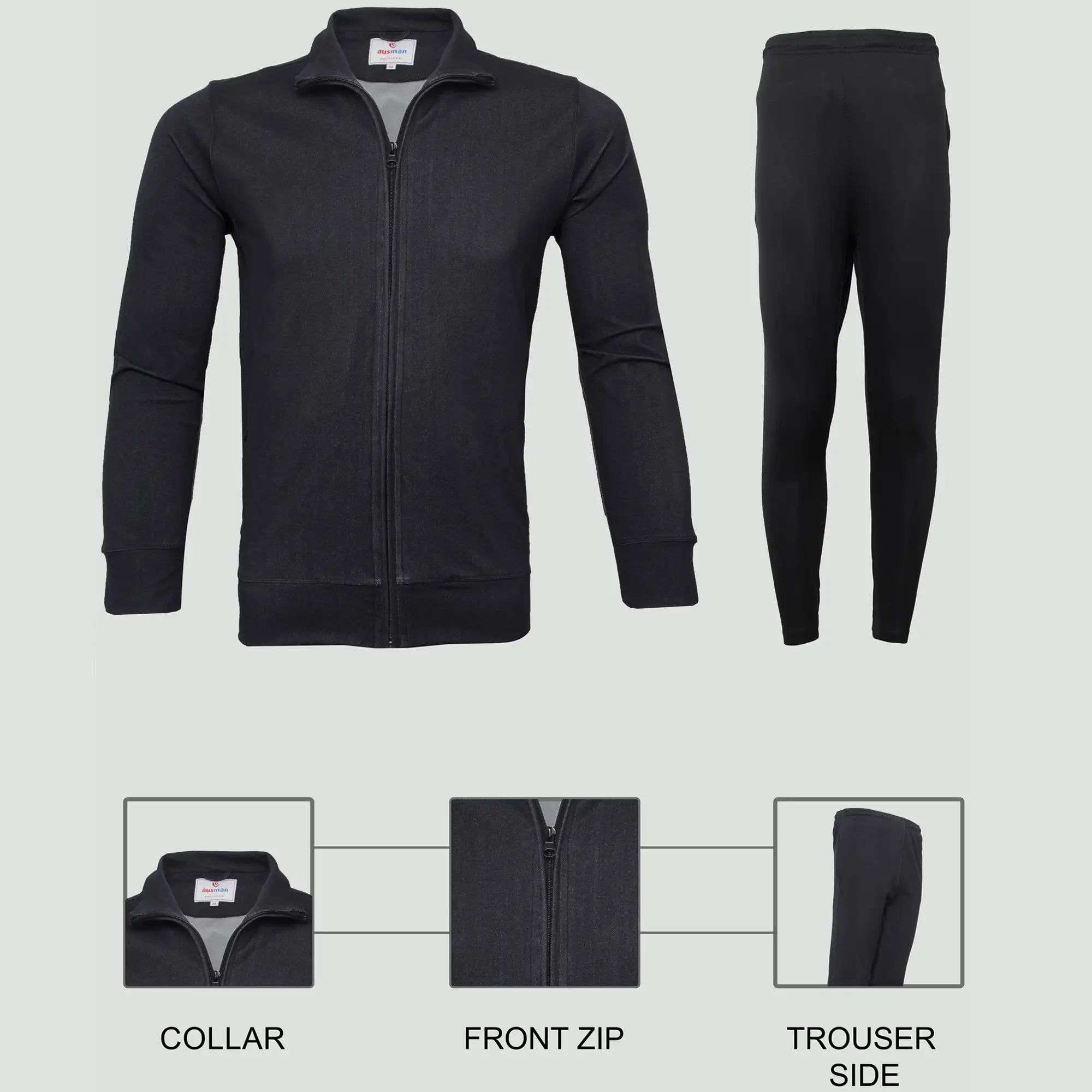 Denim Black Flex Tracksuit for Men | AUSMAN denim tracksuit mens