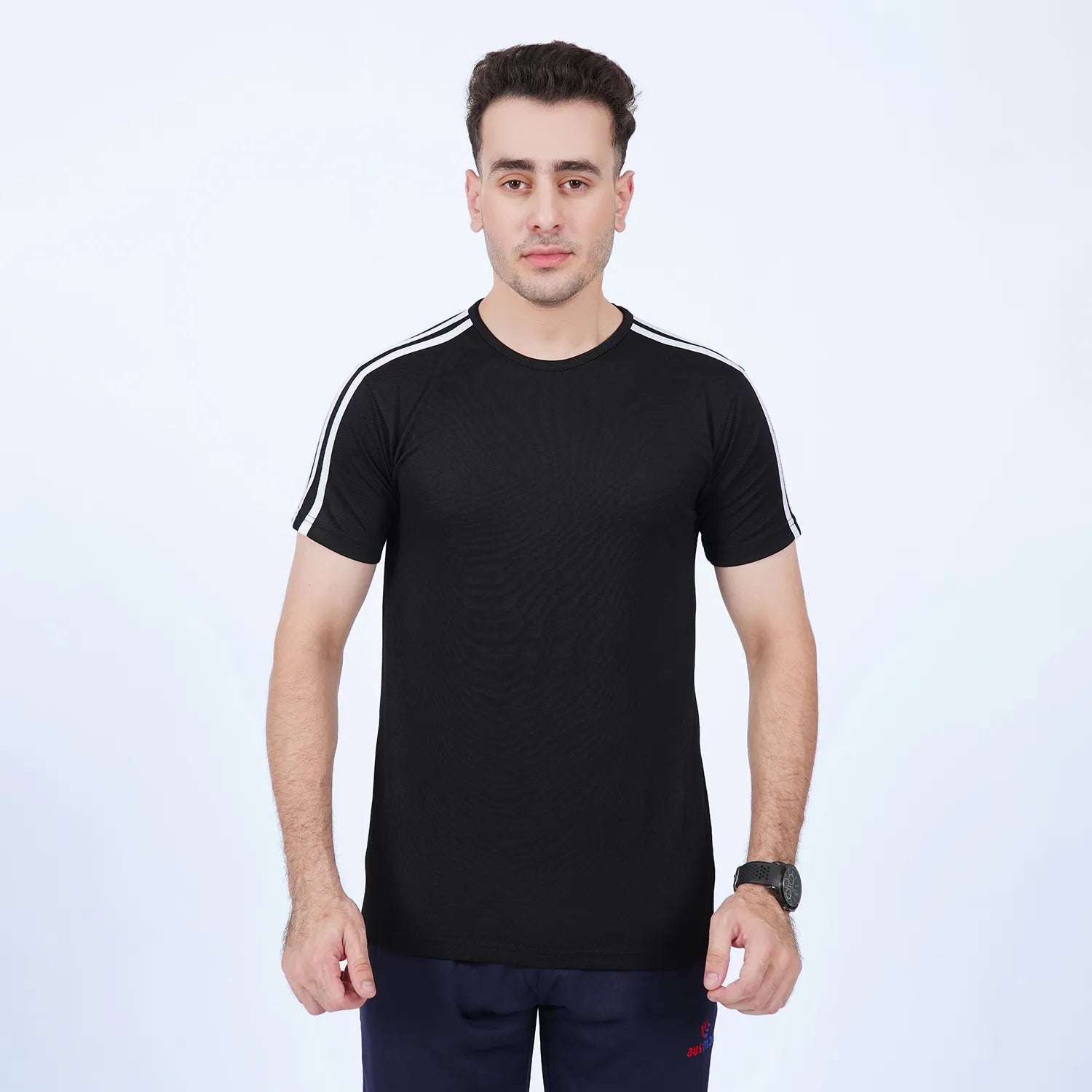 black SportStripe tee