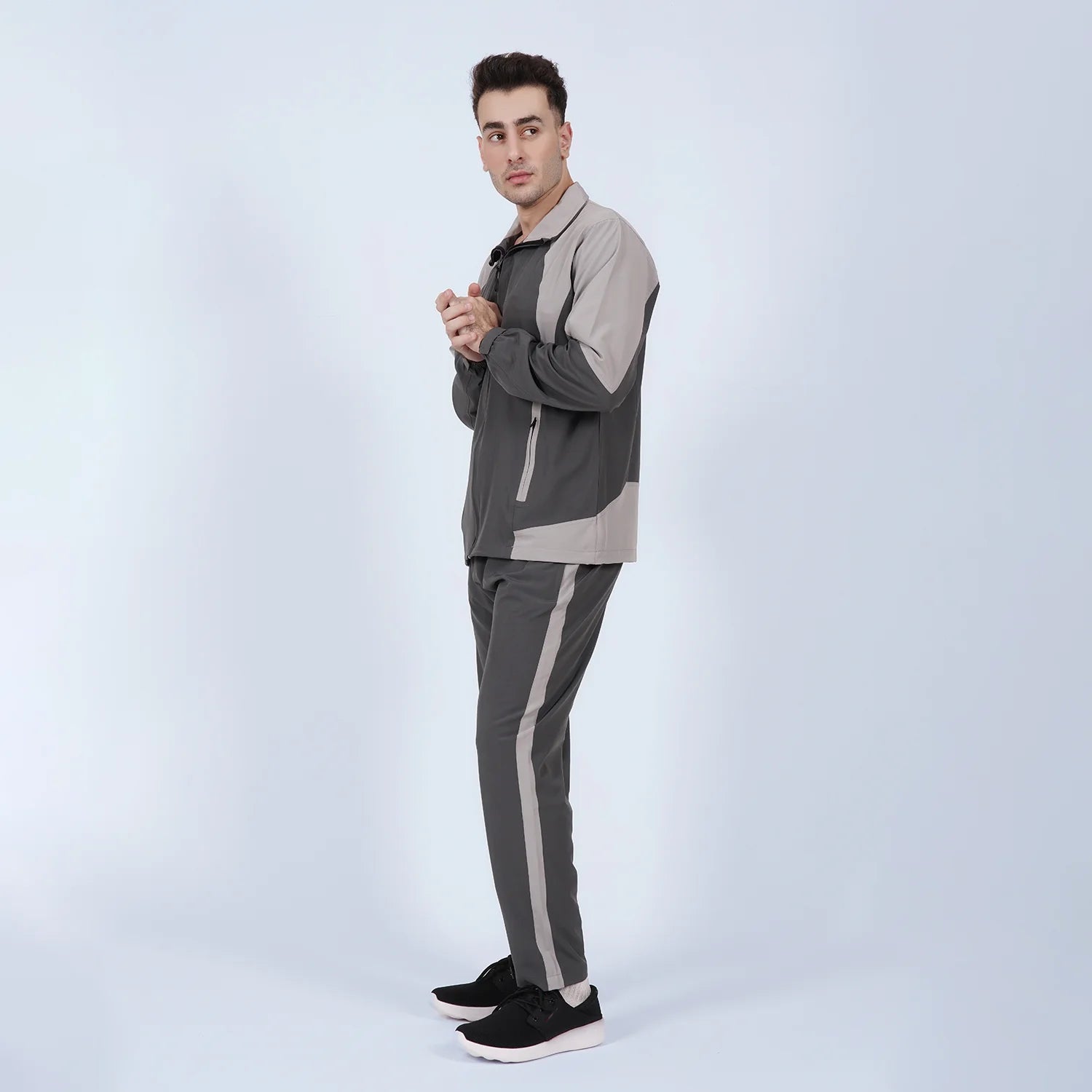 Charcoal Grey Active Tracksuit for Men | AUSMAN Pakistan dri fit tracksuit