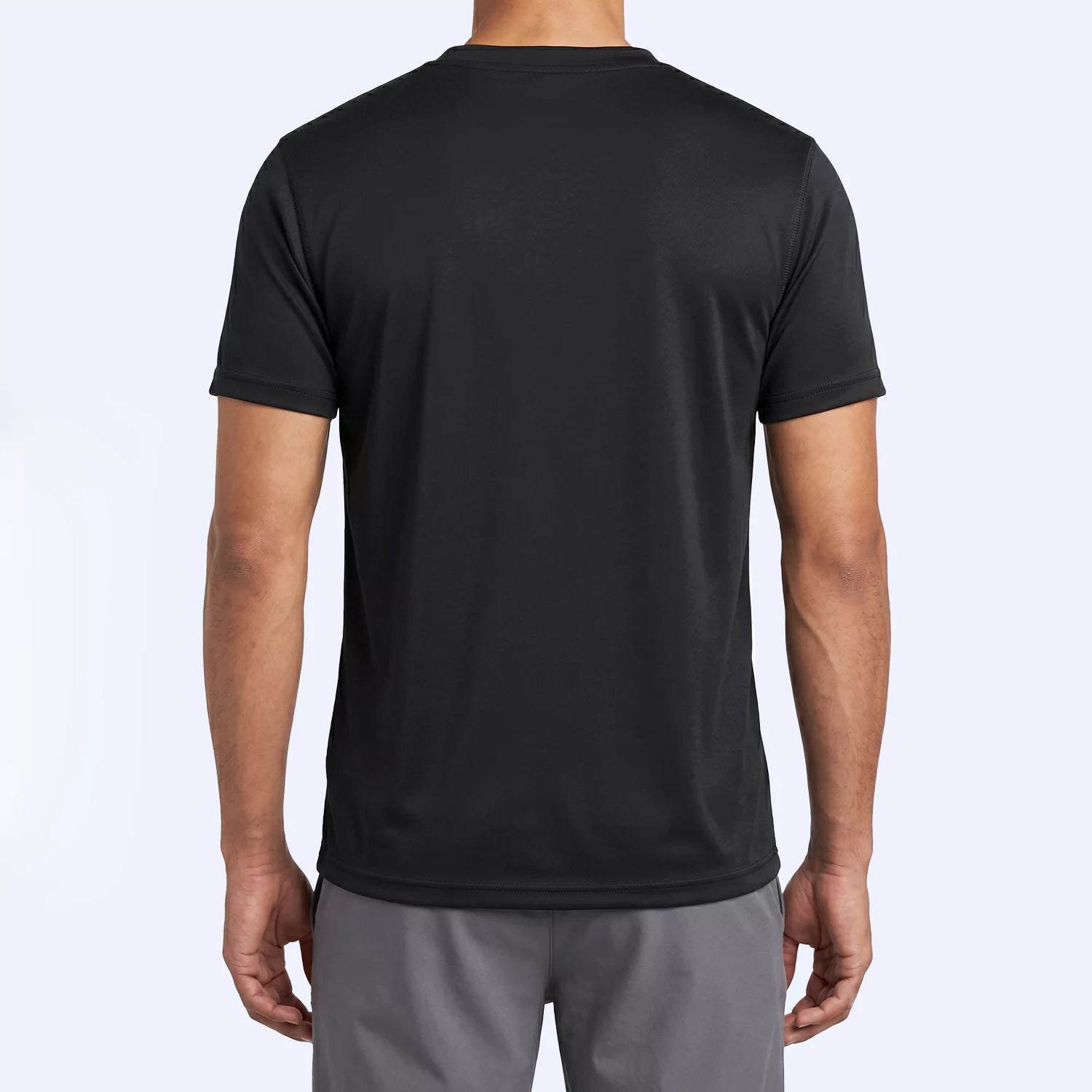 Back view of the black Ember slim fit stretch t-shirt for men