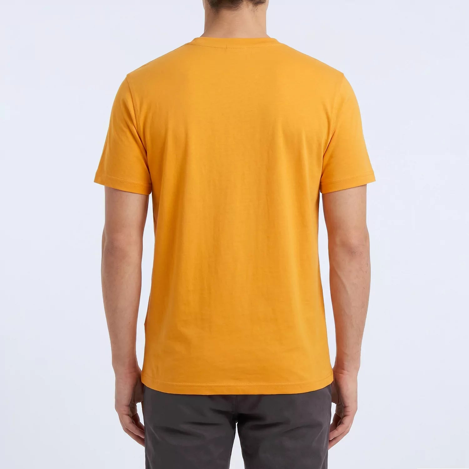 Back view of the marigold orange Ember slim fit stretch t-shirt for men