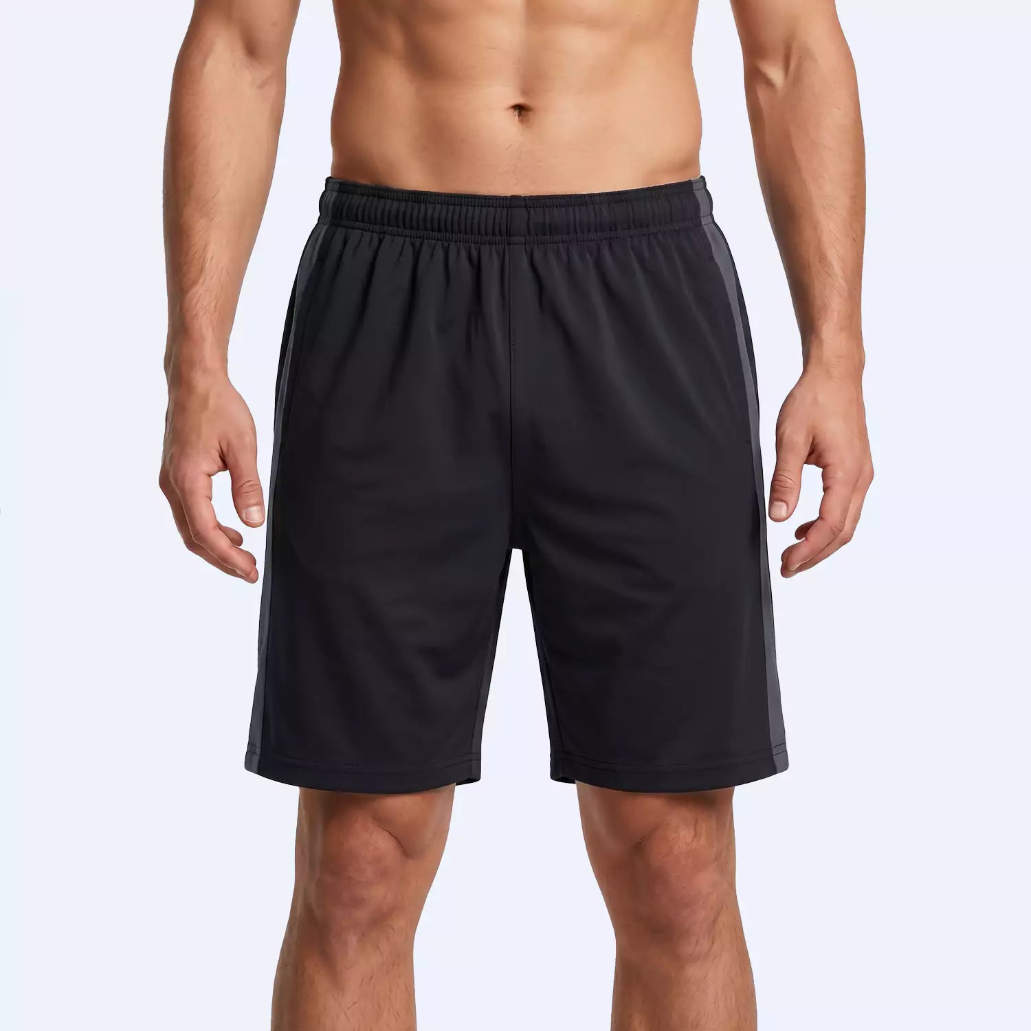Men's Flex Panel Shorts, front view showing contrast side panels and side pockets

