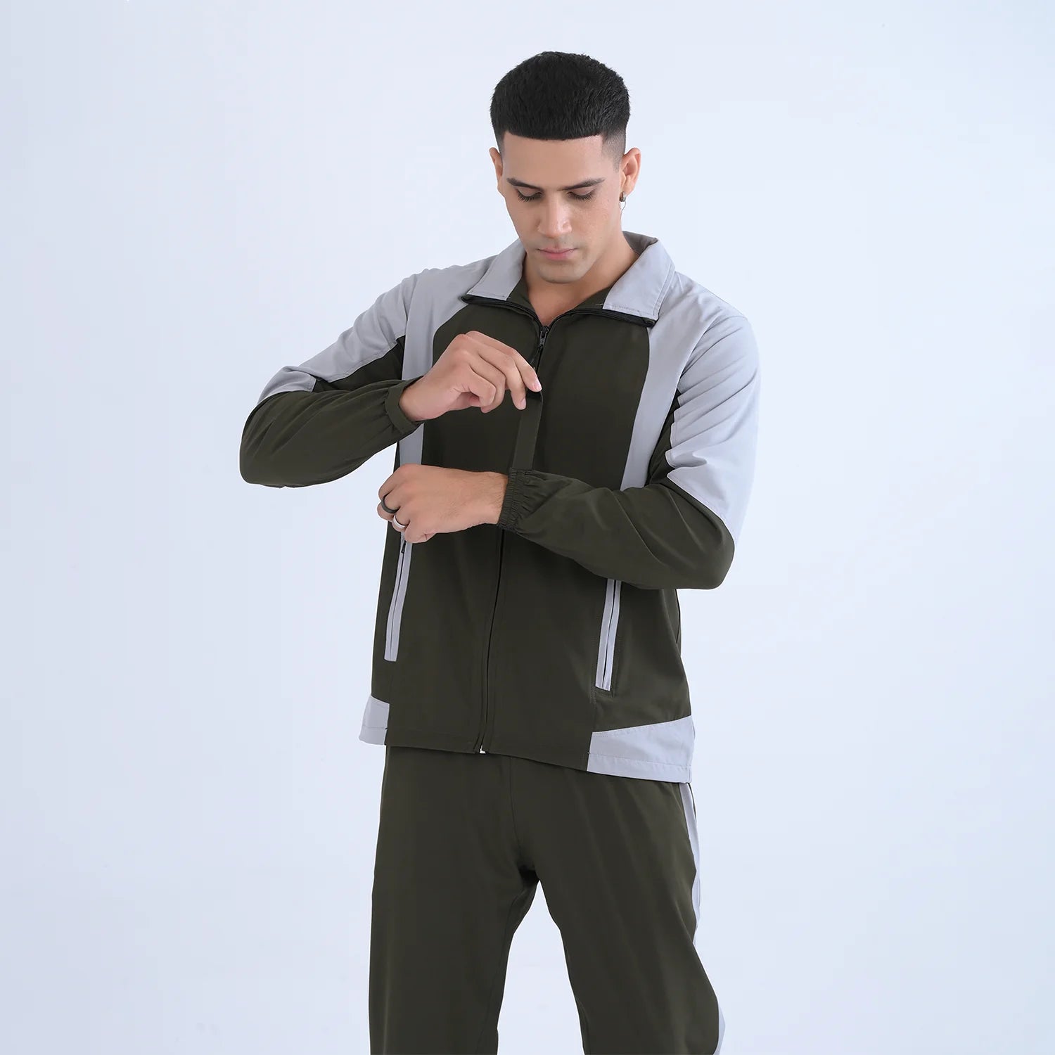 Olive Green Active Tracksuit for Men | AUSMAN jogging suit