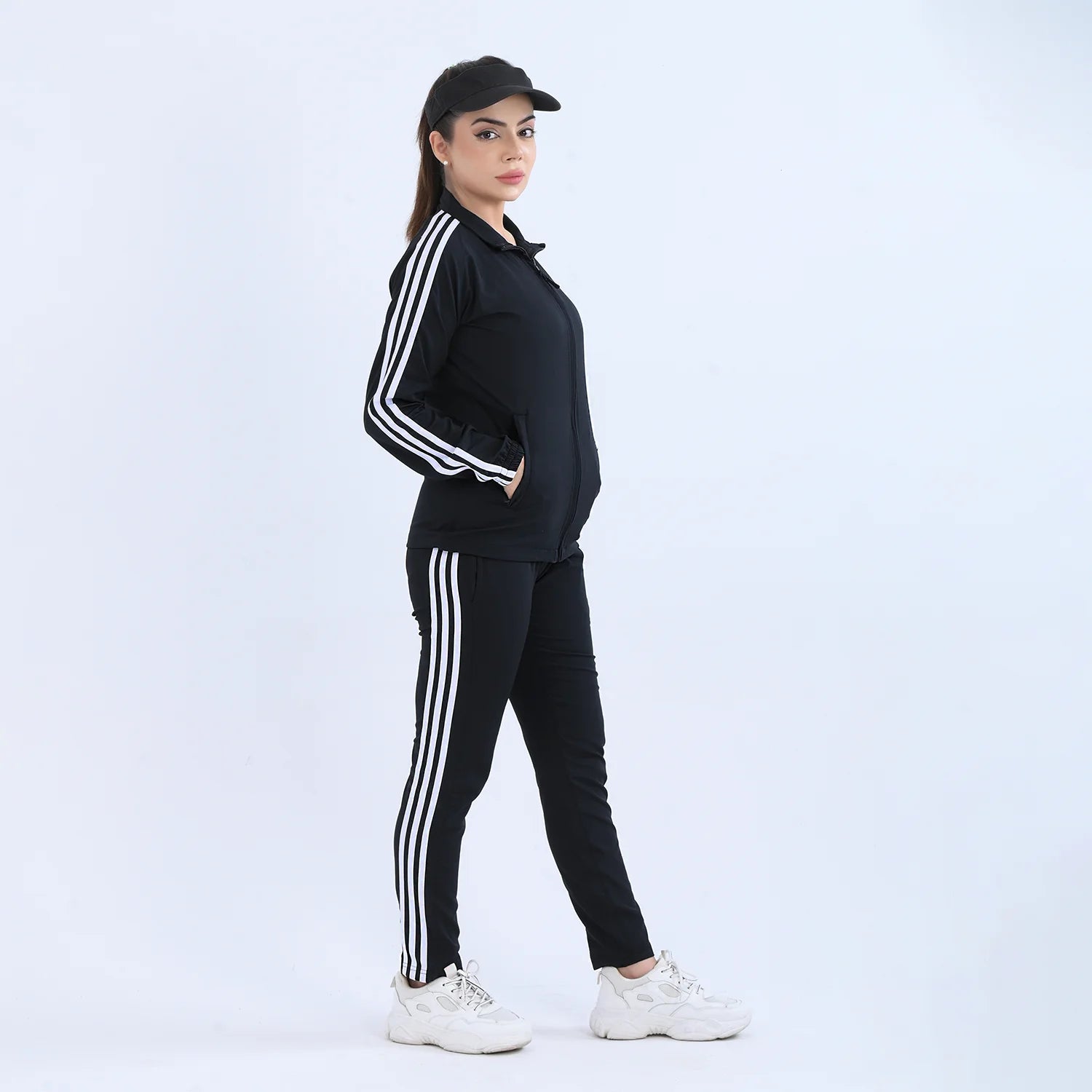 Buy Black Gym Tracksuit with Stripes For Women at Lowest Price in Pakistan