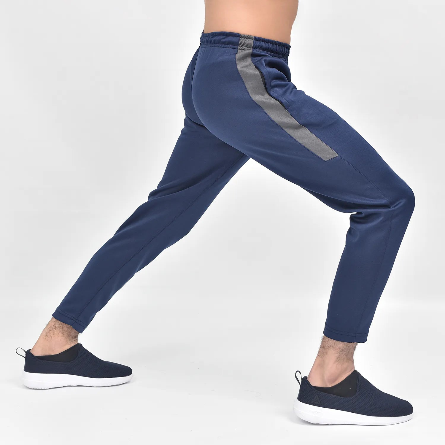 ausman Rovair Active Trouser Navy Grey for men, slim fit Micro Interlock active trouser with grey contrast and two pockets. men trousers online