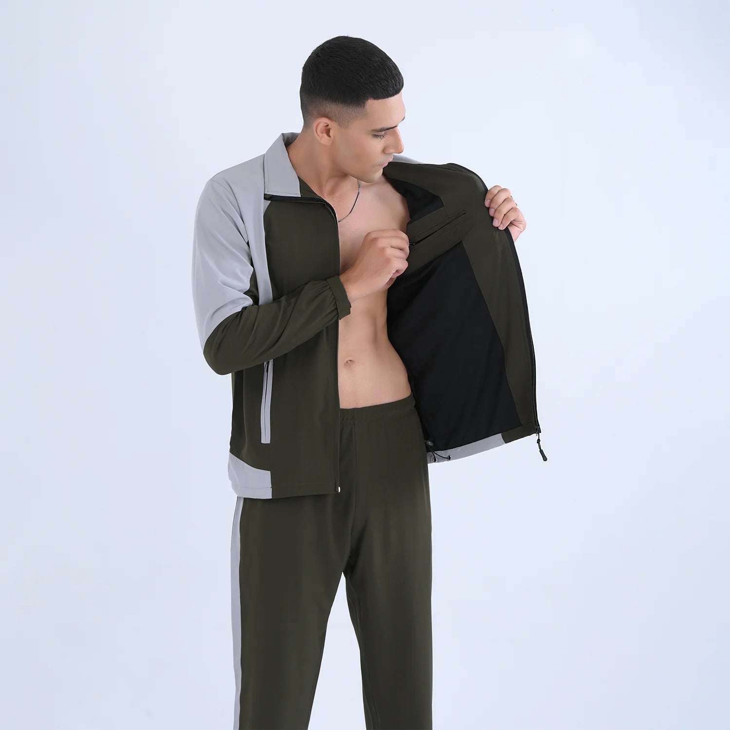 Olive Green Active Tracksuit for Men | AUSMAN mens track suit