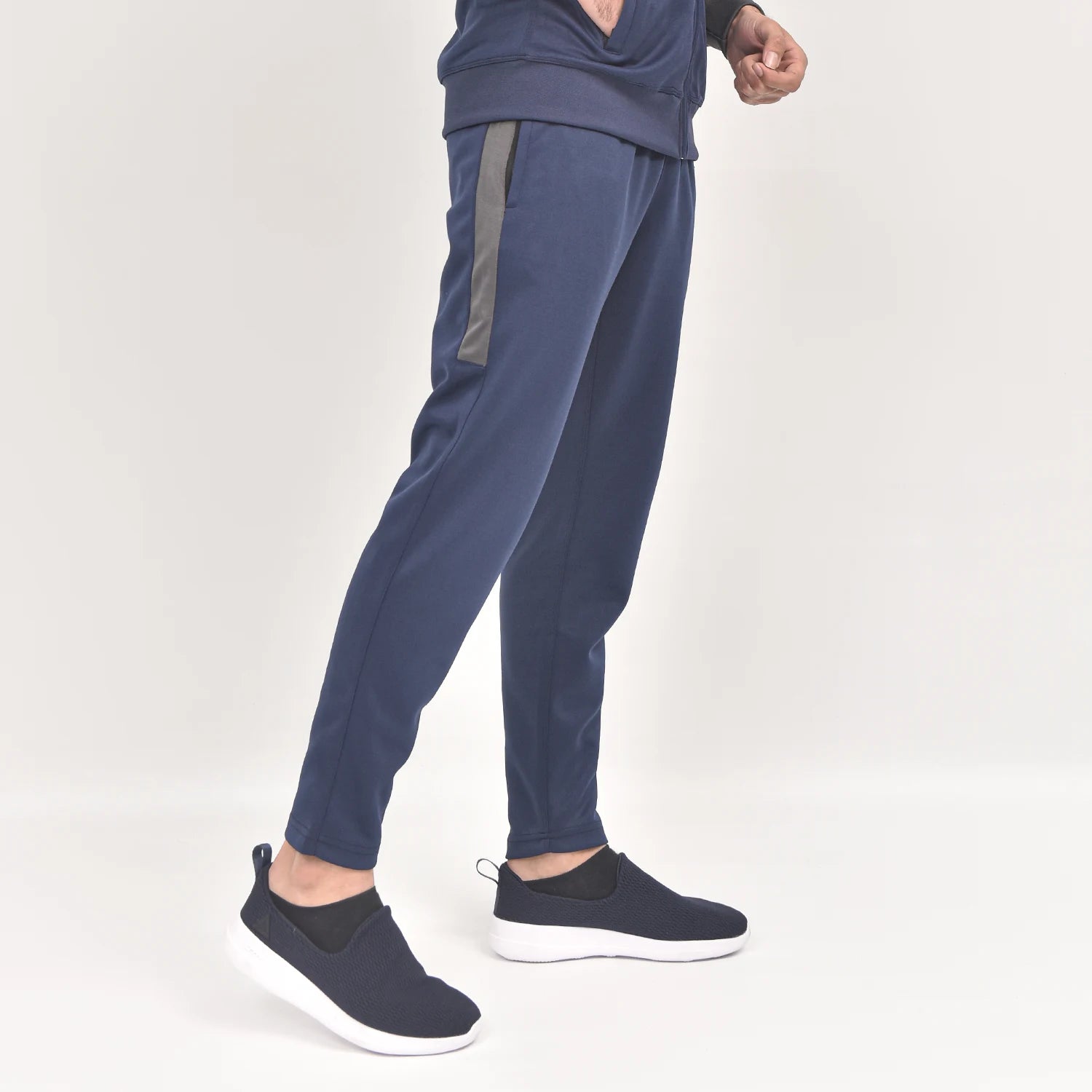 ausman Rovair Active Trouser Navy Grey for men, slim fit Micro Interlock active trouser with grey contrast and two pockets. mens casual trousers
