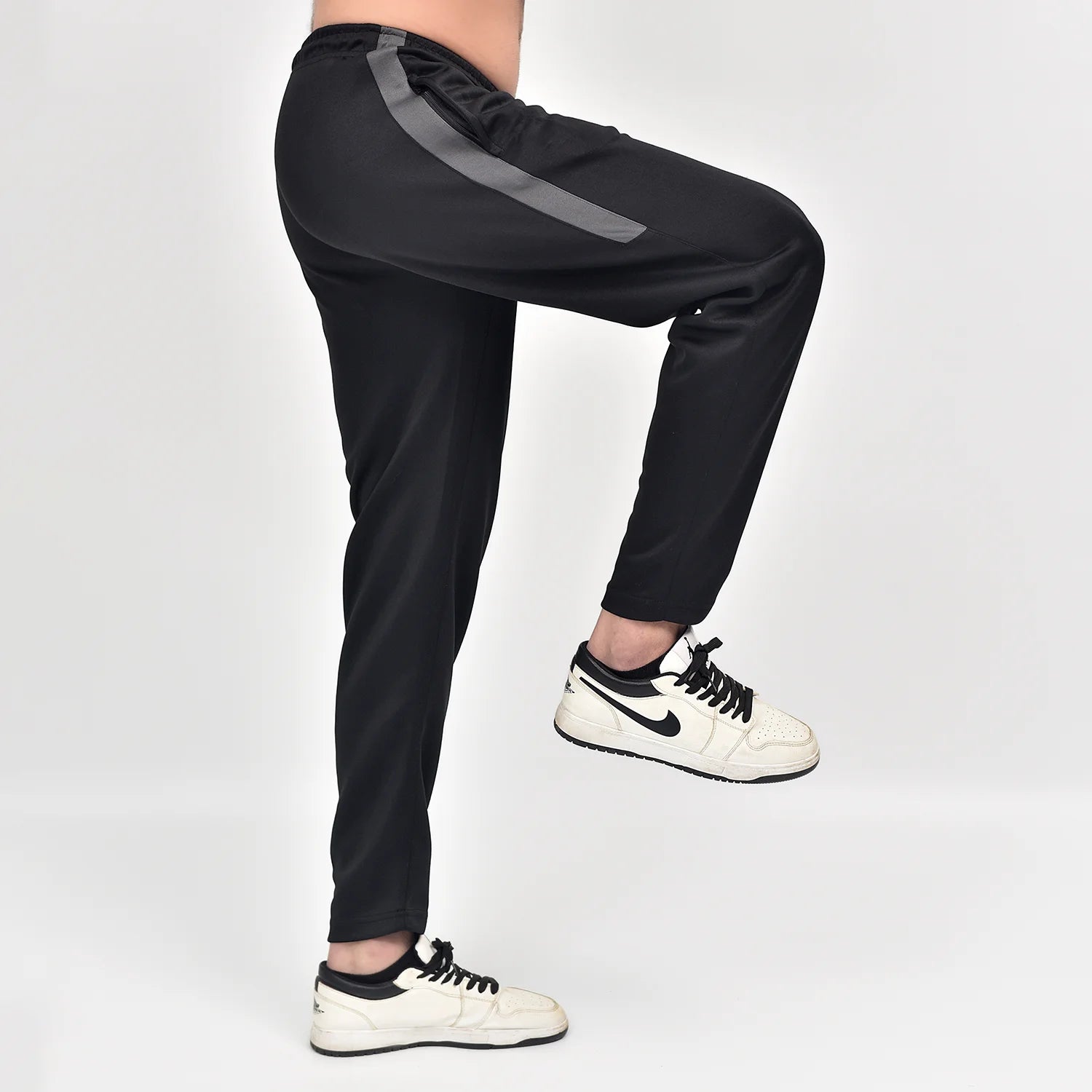 ausman Rovair Active Trouser Black Grey for men, slim fit Micro Interlock active trouser with two pockets and invisible zip style.