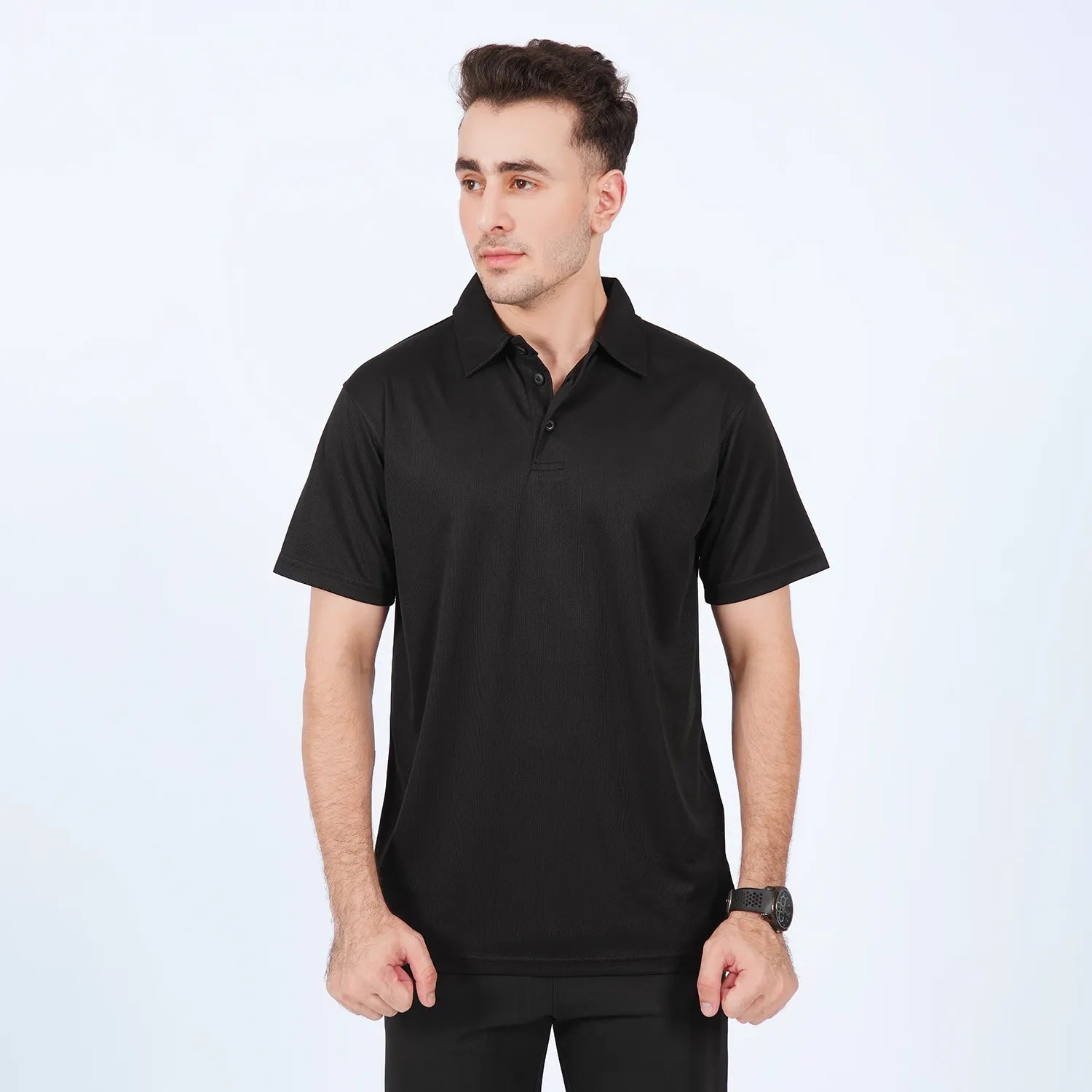 black Polo Motion top (button placket)