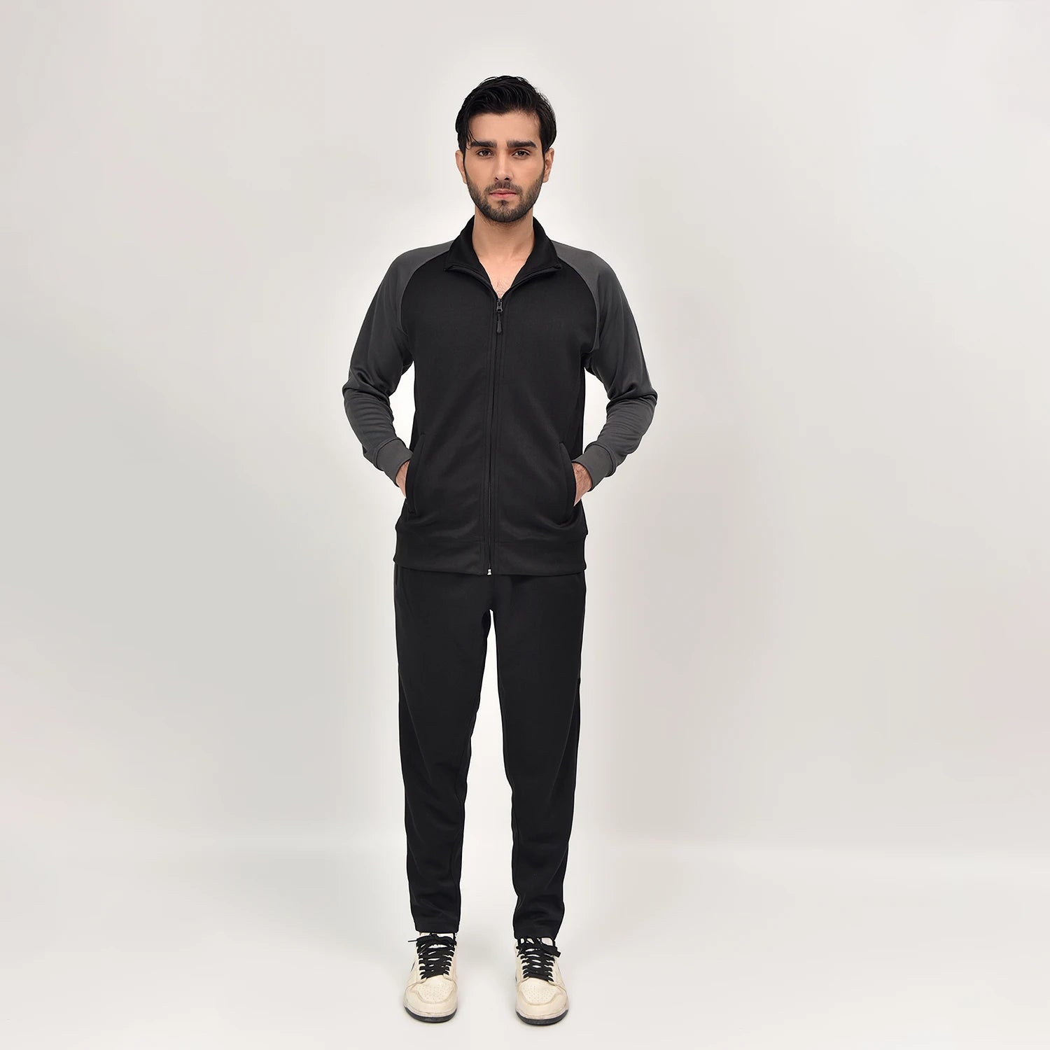 Black Grey DriMove Tracksuit for Men | AUSMAN mens slim fit tracksuit