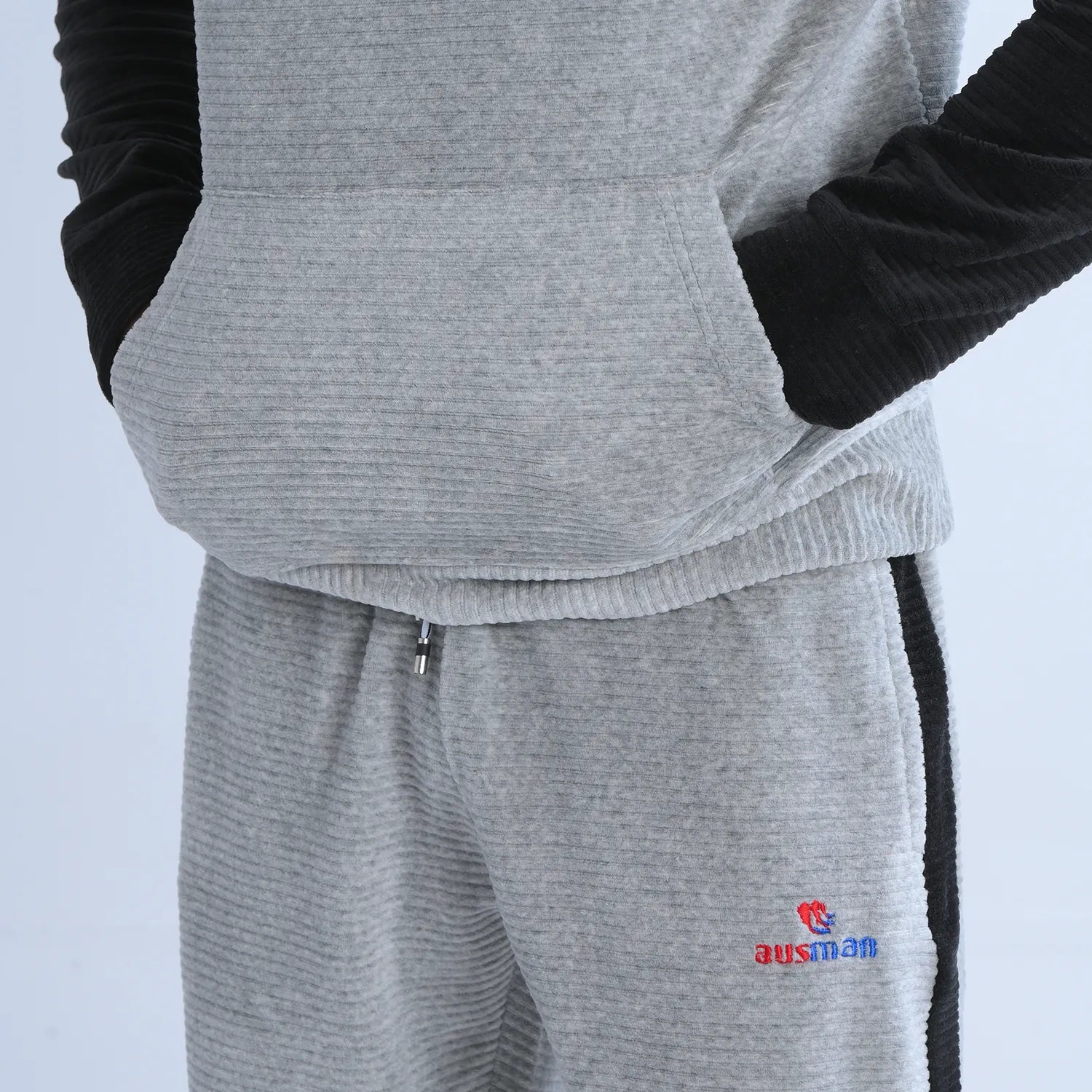 Cool Grey StreetFit Hoodie Tracksuit for Men | AUSMAN mens track suit for winter