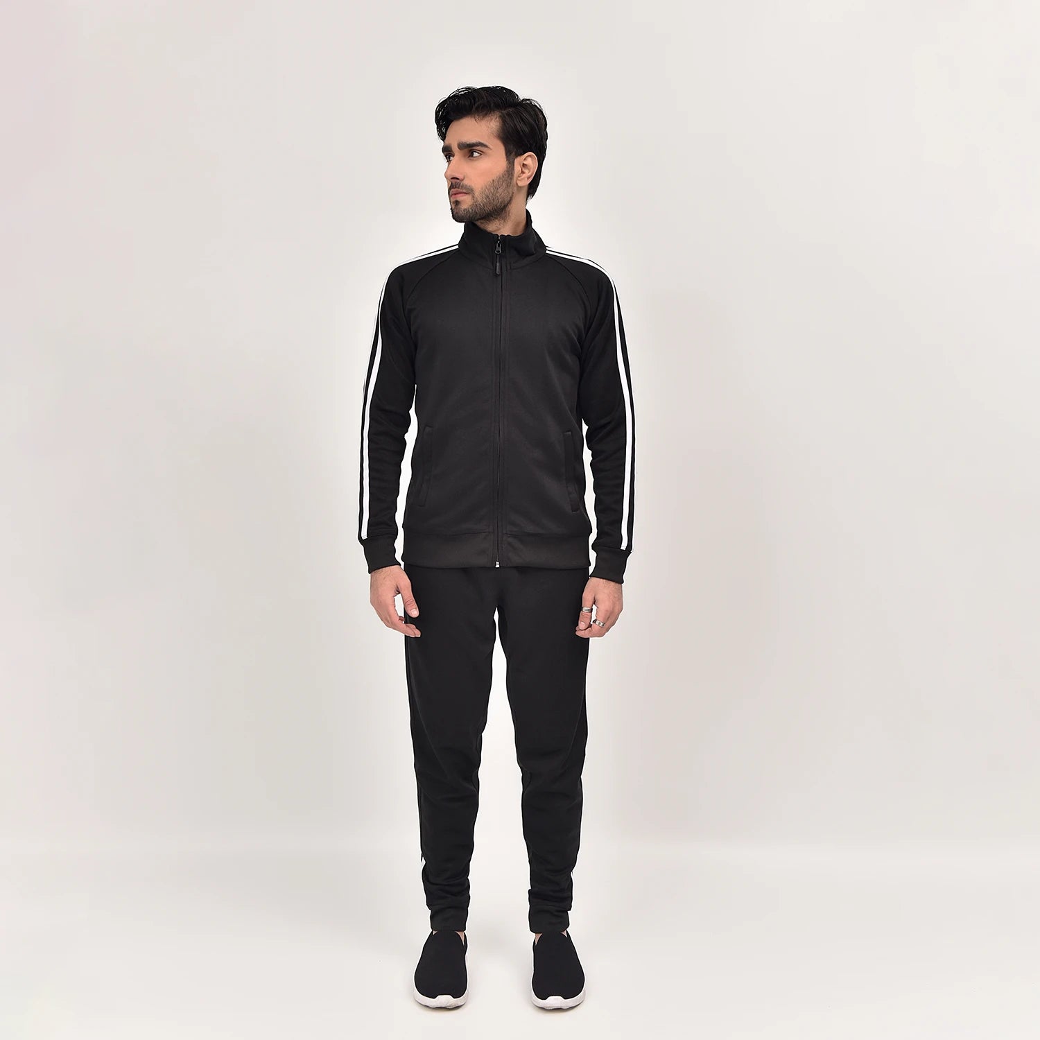 Eerie Black Whiteline Tracksuit for Men | AUSMAN mens xxl tracksuit