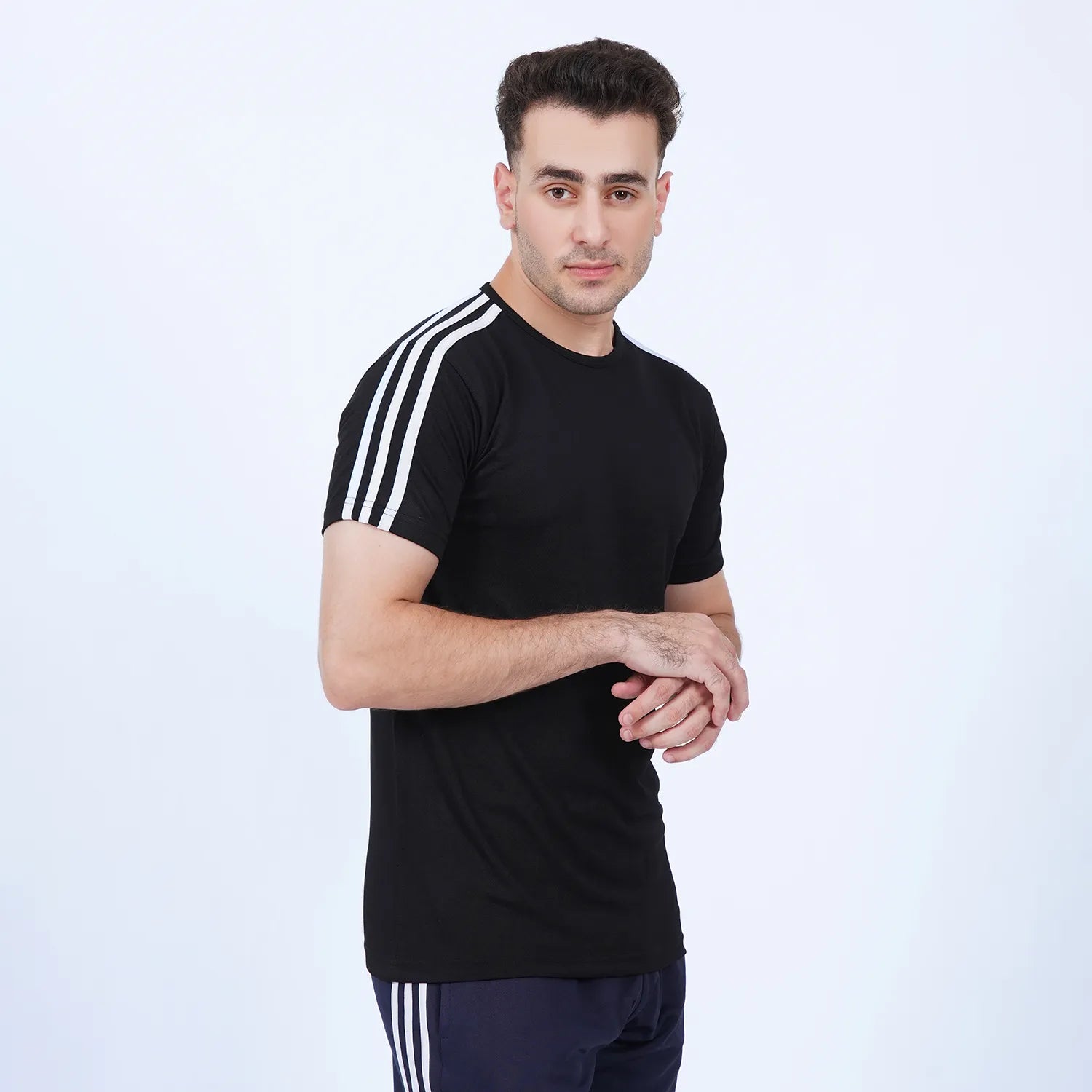 black SportStripe tee