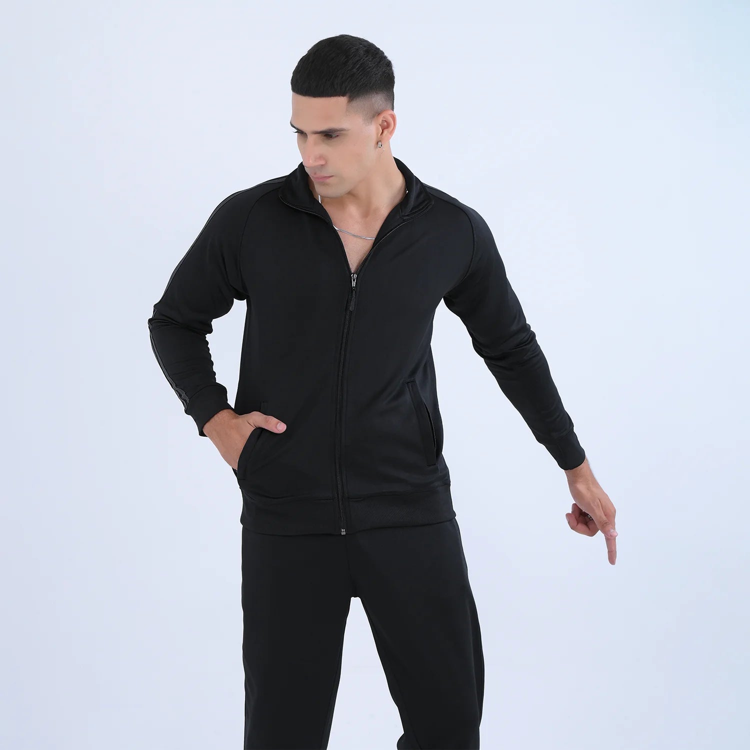 Eerie Black Greyline Tracksuit for Men | AUSMAN dri fit sweatsuit