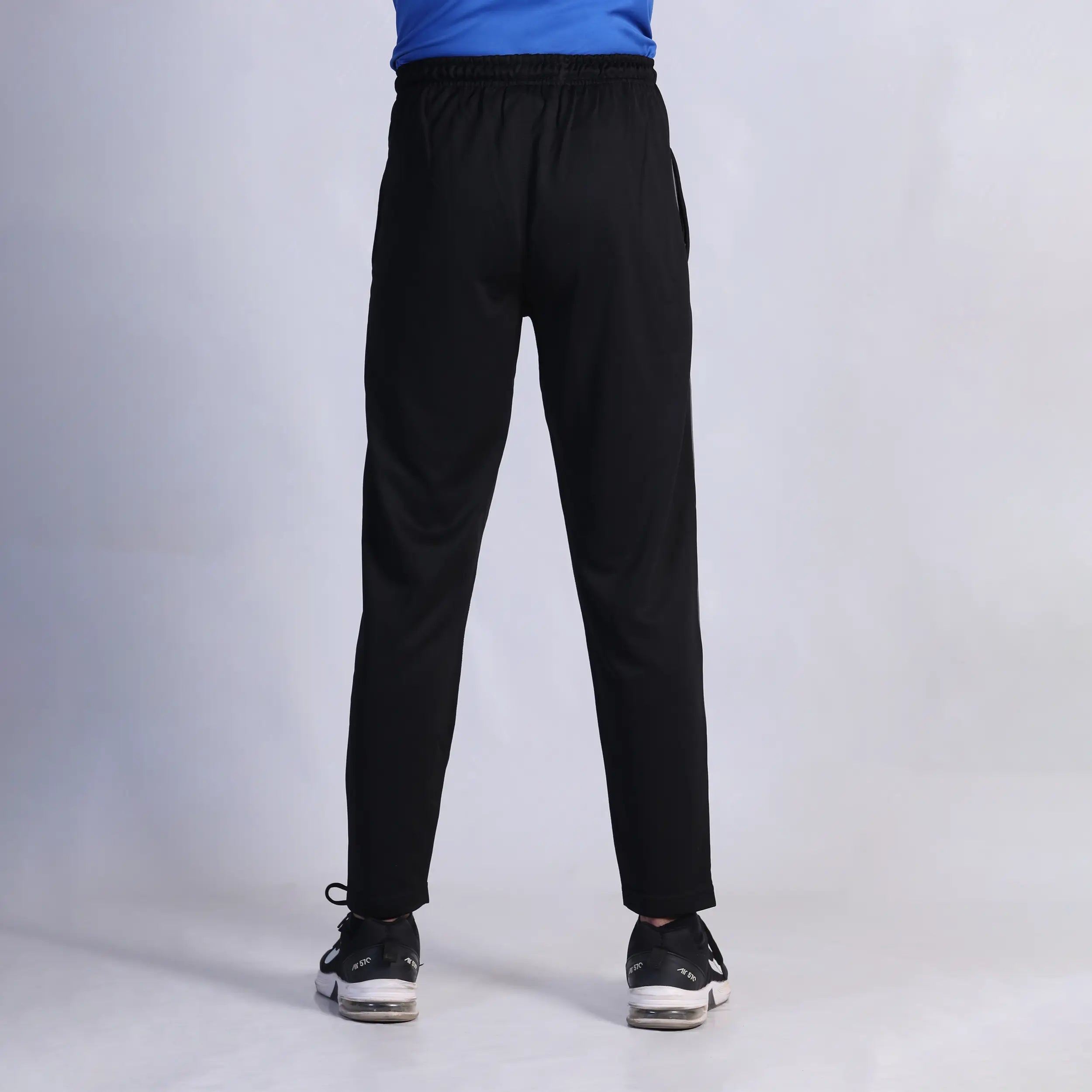 ausman TerryFlex Active Trouser Black Grey for men, slim fit Polyester Terry active trouser with grey contrast and invisible zip style. men's trousers Pakistan