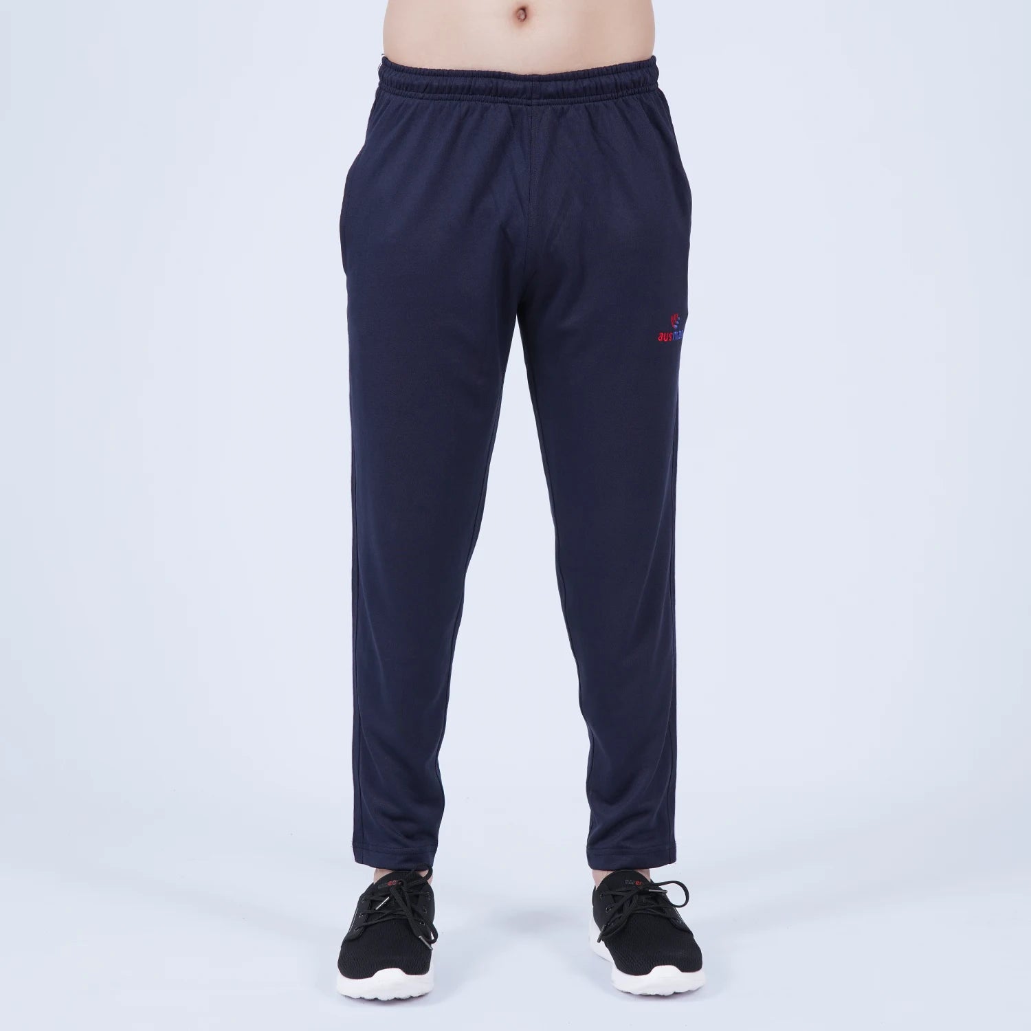 ausman TerryStripe Active Trouser Navy White for men, slim fit Micro Polyester Terry sports trouser with white stripe detail and invisible zip style. pakistani trousers online