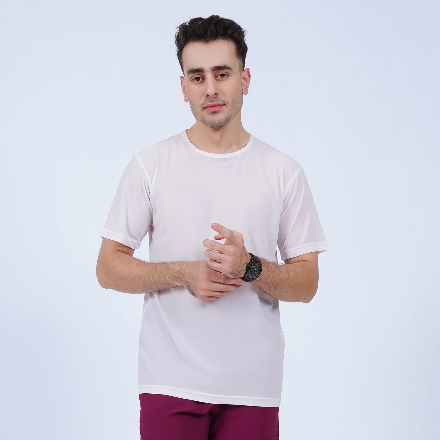 AUSMAN EasyBreathe Everyday Active T-Shirt in White for men, lightweight stretch activewear shirt for gym and casual wear. plain white t shirt pakistan