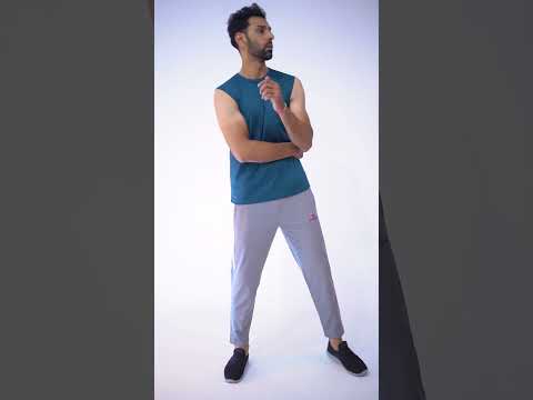 white & grey half stripe trousers