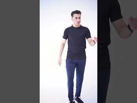 ausman TerryStripe Active Trouser Navy White for men, slim fit Micro Polyester Terry sports trouser with white stripe detail and invisible zip style.