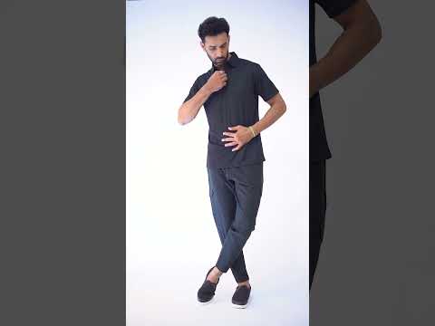 black Polo Motion top (zip placket)