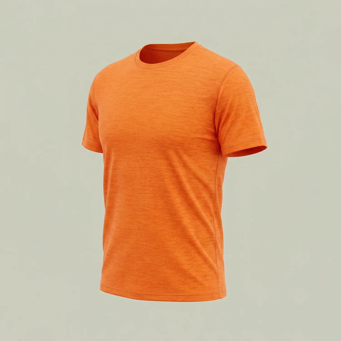 Custom sublimation t-shirt in heathered orange on poly-spandex, made by ausman Pakistan