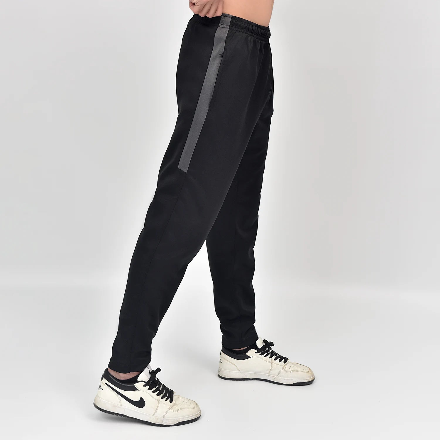 ausman Rovair Active Trouser Black Grey for men, slim fit Micro Interlock active trouser with two pockets and invisible zip style. straight trousers mens