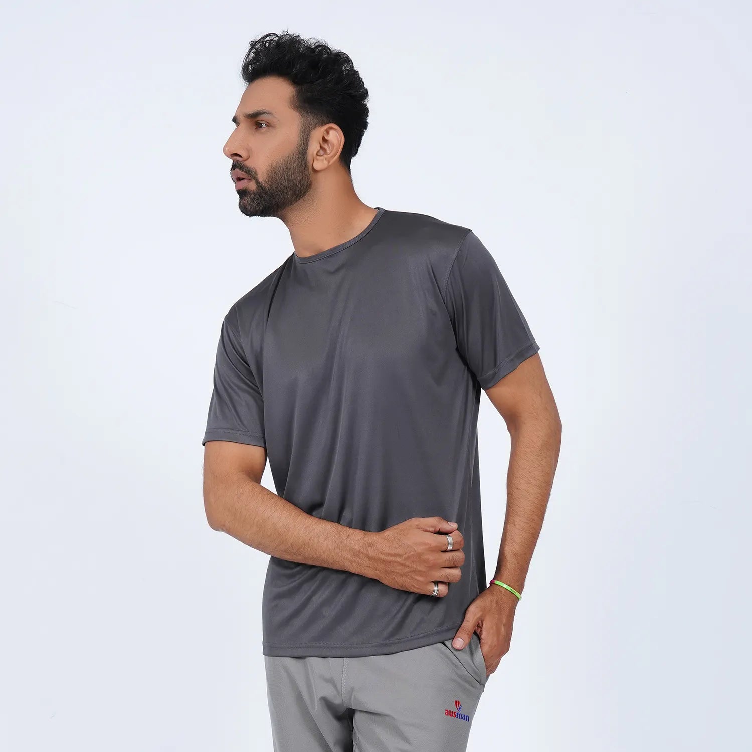 AUSMAN AllSport Active T-Shirt in Grey for men, breathable activewear shirt for gym, walking, running, and casual wear. t shirts for sale in lahore
