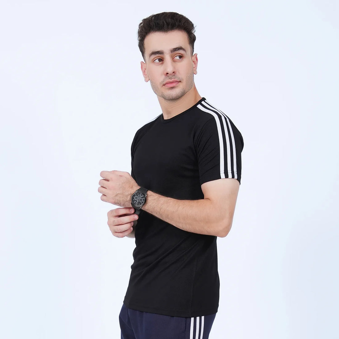 black SportStripe tee