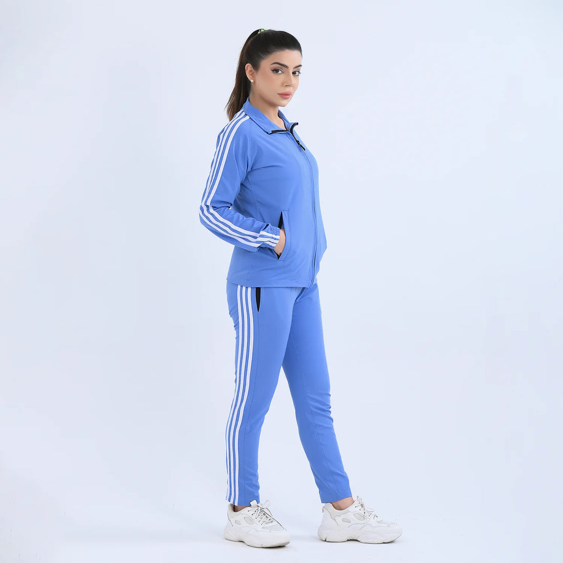 Striped Ladies Fitted Jogging Suit