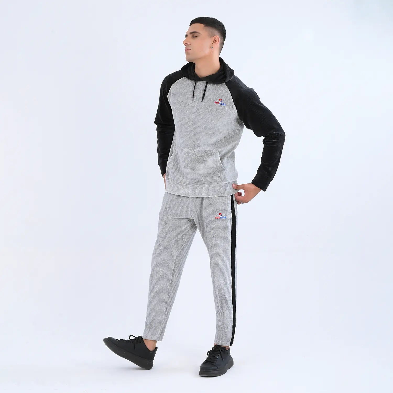 Cool Grey StreetFit Hoodie Tracksuit for Men | AUSMAN track suit for winter