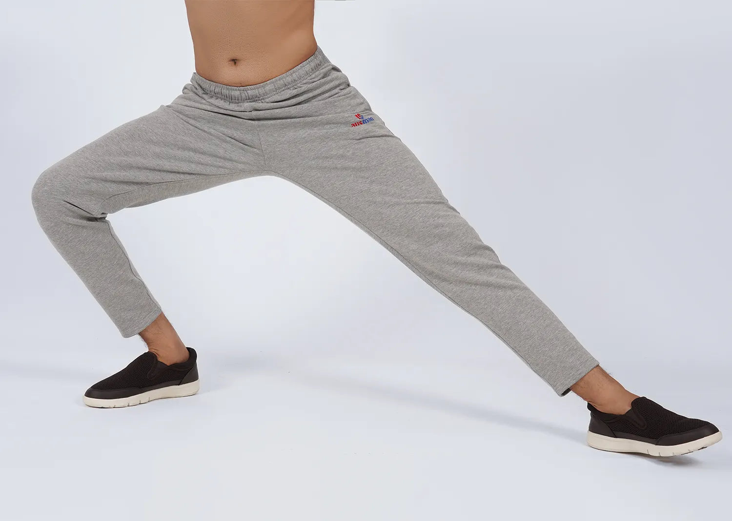 ausman AshVale Active Trouser Heather Grey for men, slim fit Cotton Lycra soft fleece active trouser with invisible zip style. trouser manufacturer pakistan