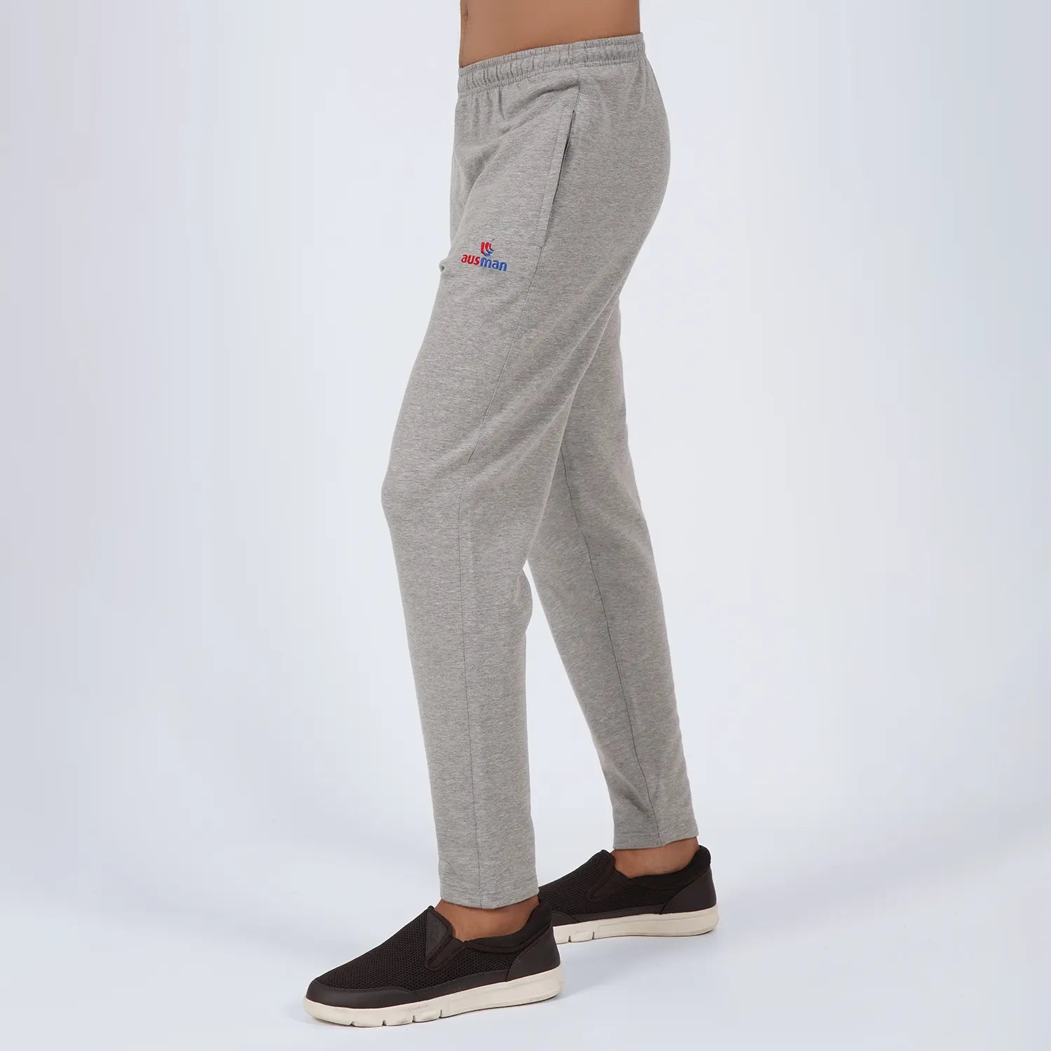 ausman AshVale Active Trouser Heather Grey for men, slim fit Cotton Lycra soft fleece active trouser with invisible zip style. trouser manufacturer