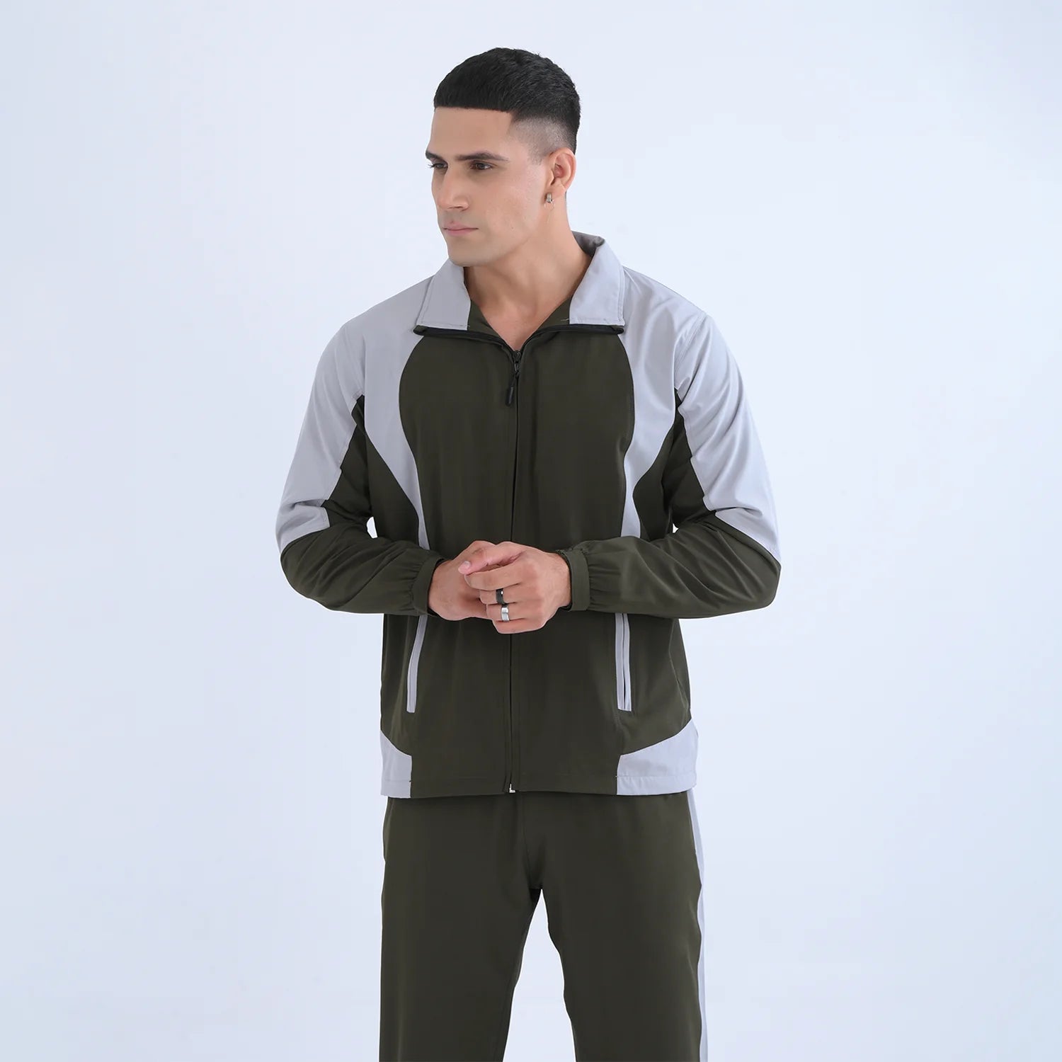 Olive Green Active Tracksuit for Men | AUSMAN jogging suit